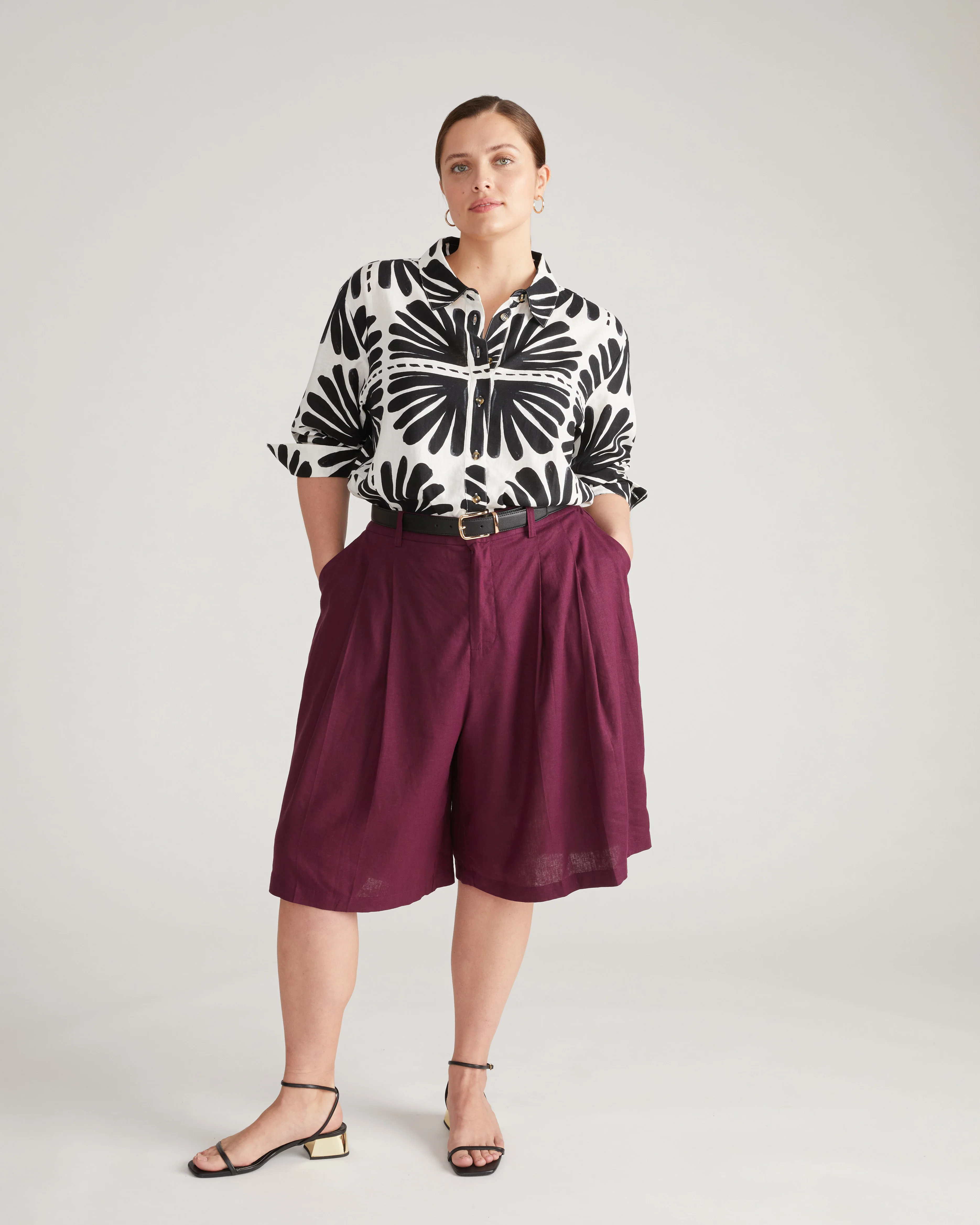 Dawn Linen Hi Low Tunic - Ink Bloom Print - Image 5
