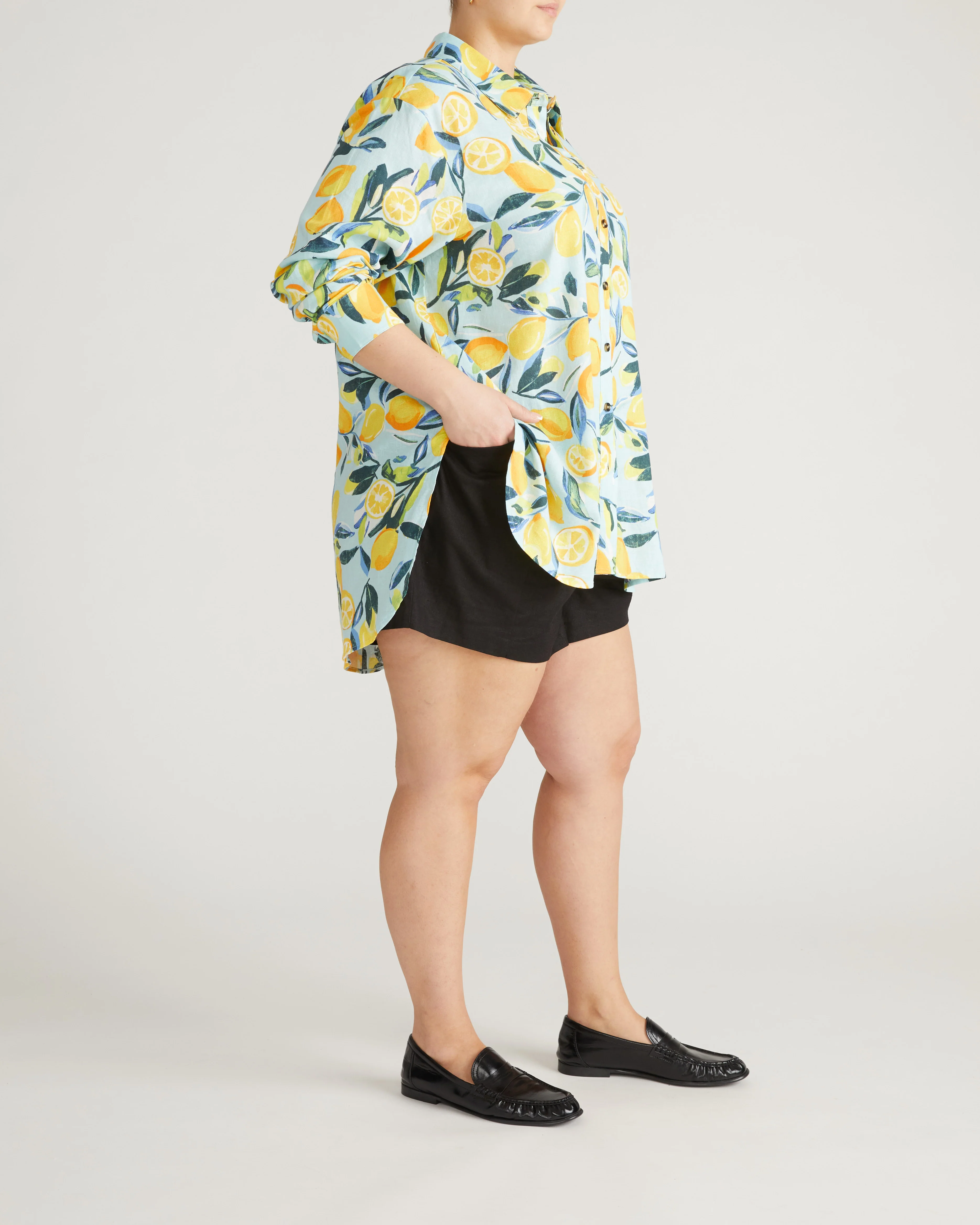 Dawn Linen Hi Low Tunic - Limoncello Print - Image 4