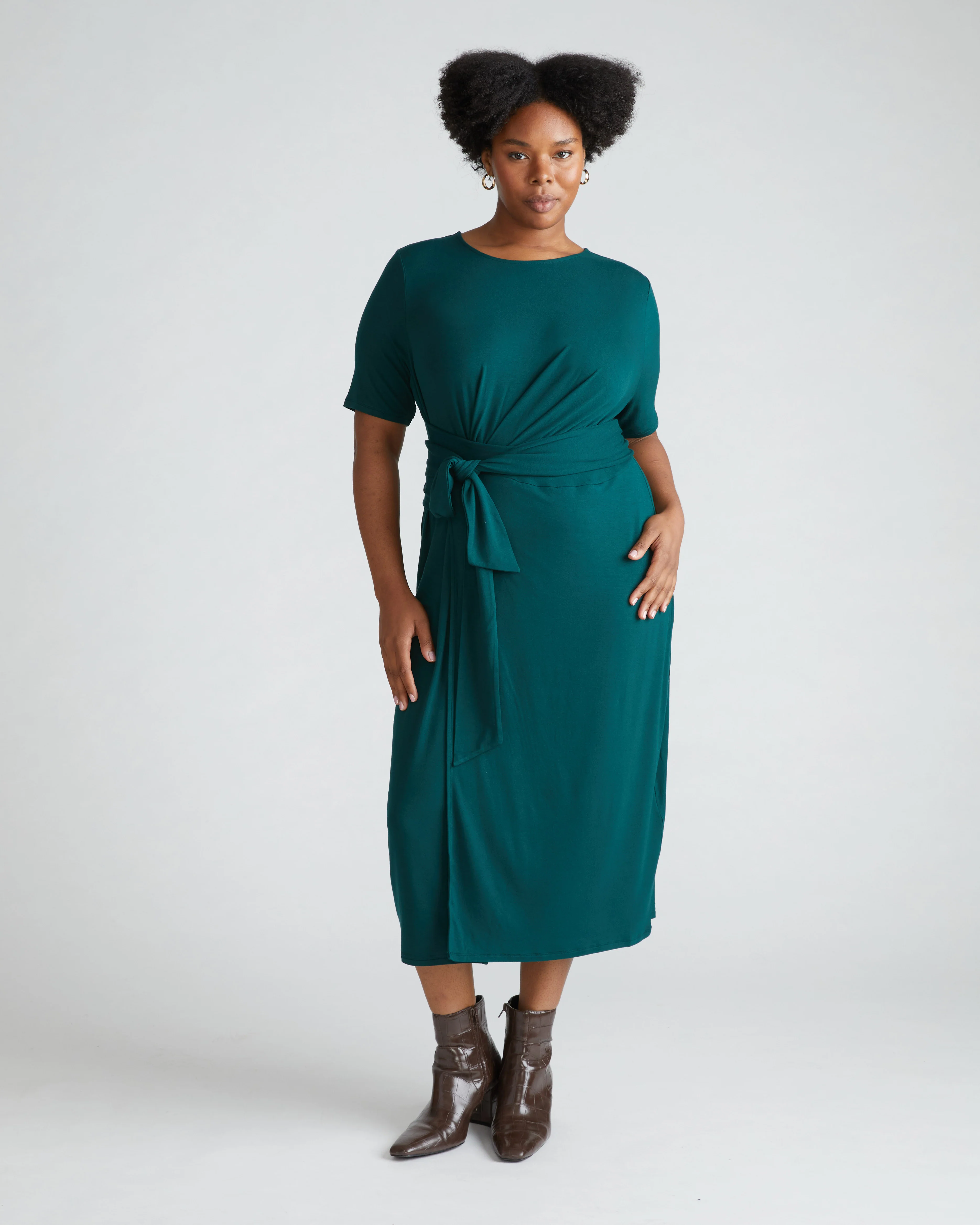 Delilah Liquid Jersey Dress - Forest Green - Image 2