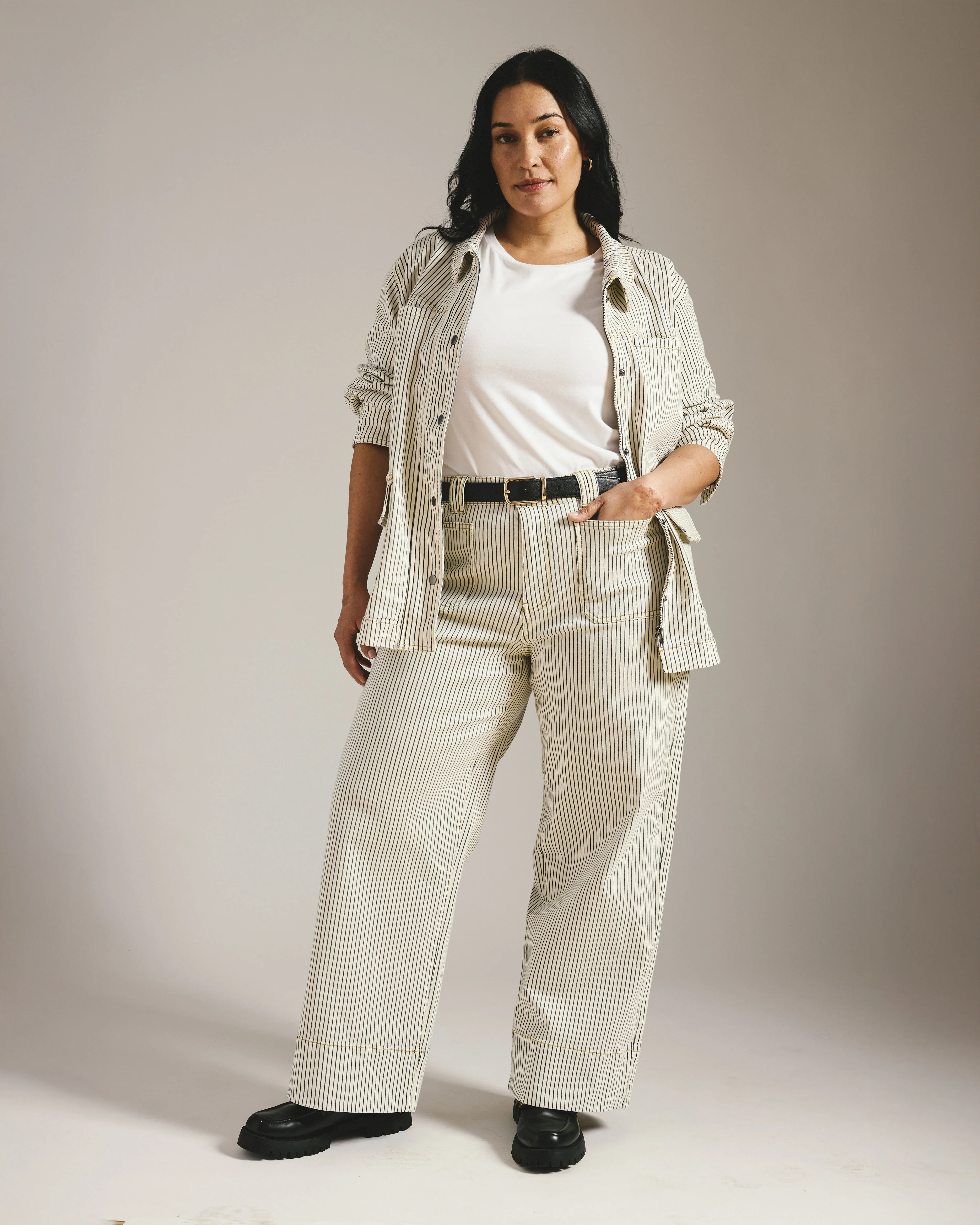 Denim Utility Jacket - Railroad Stripe - Image 2