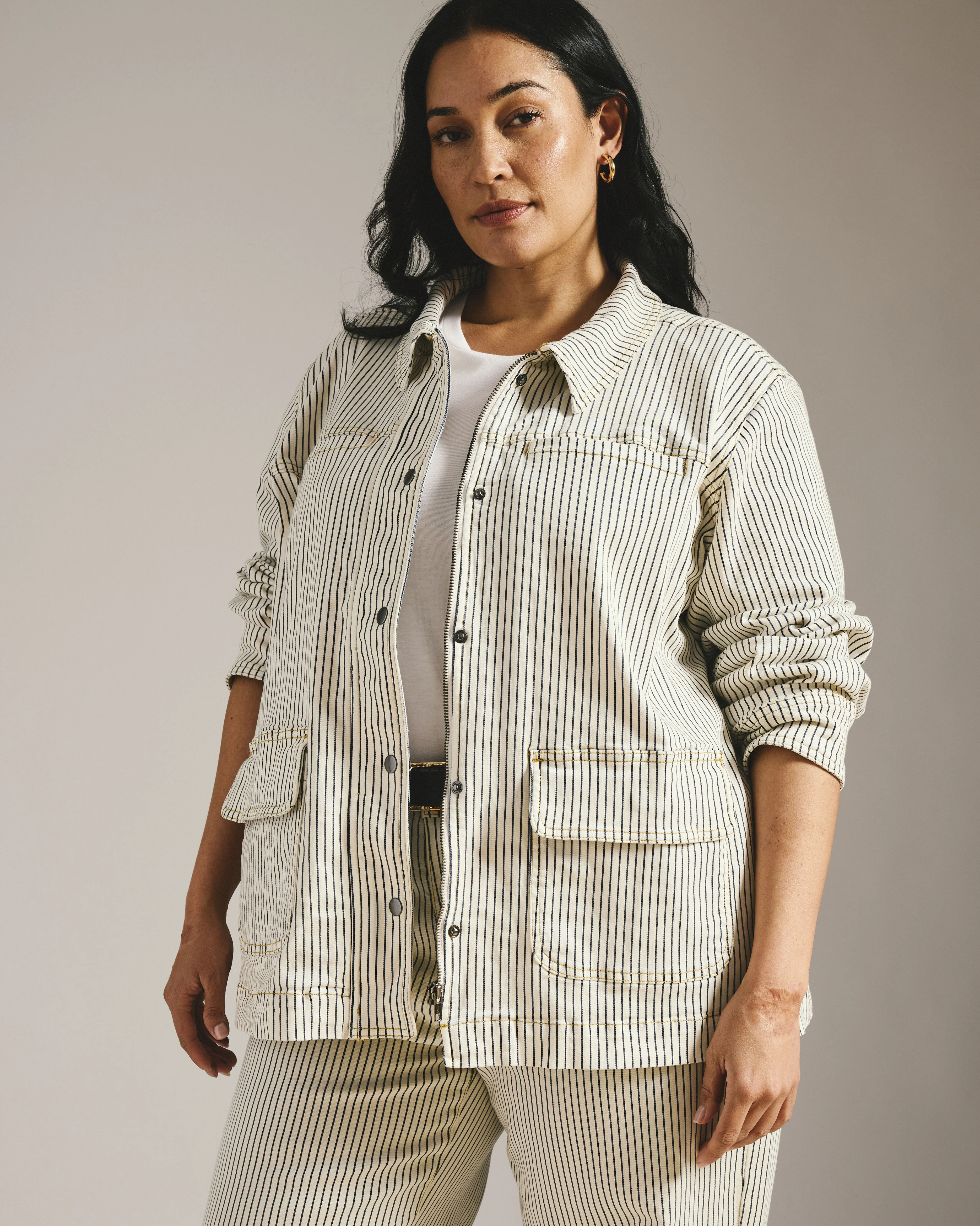 Denim Utility Jacket - Railroad Stripe - Image 3