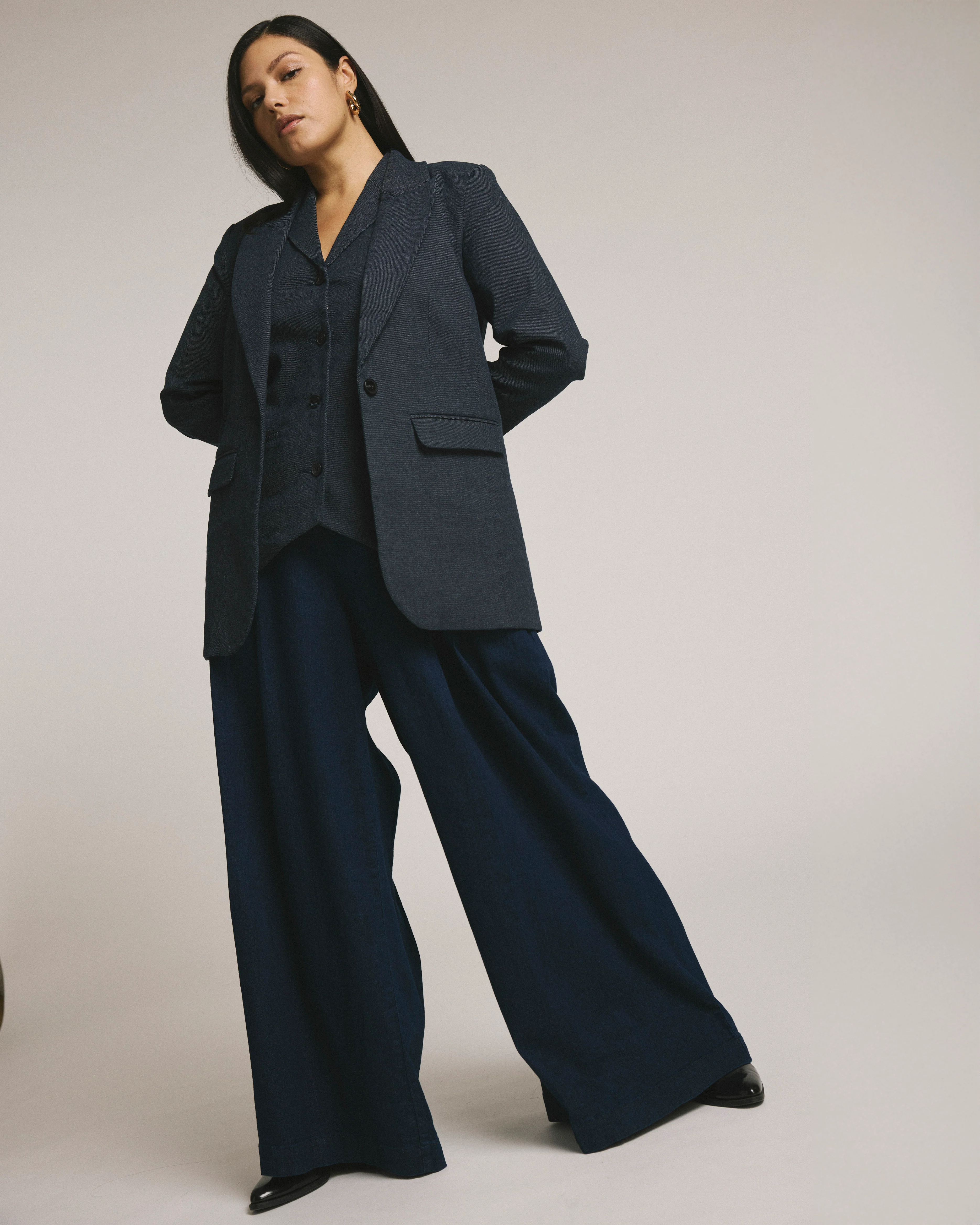 Denim Wide Leg Pant - Dark Indigo - Image 4