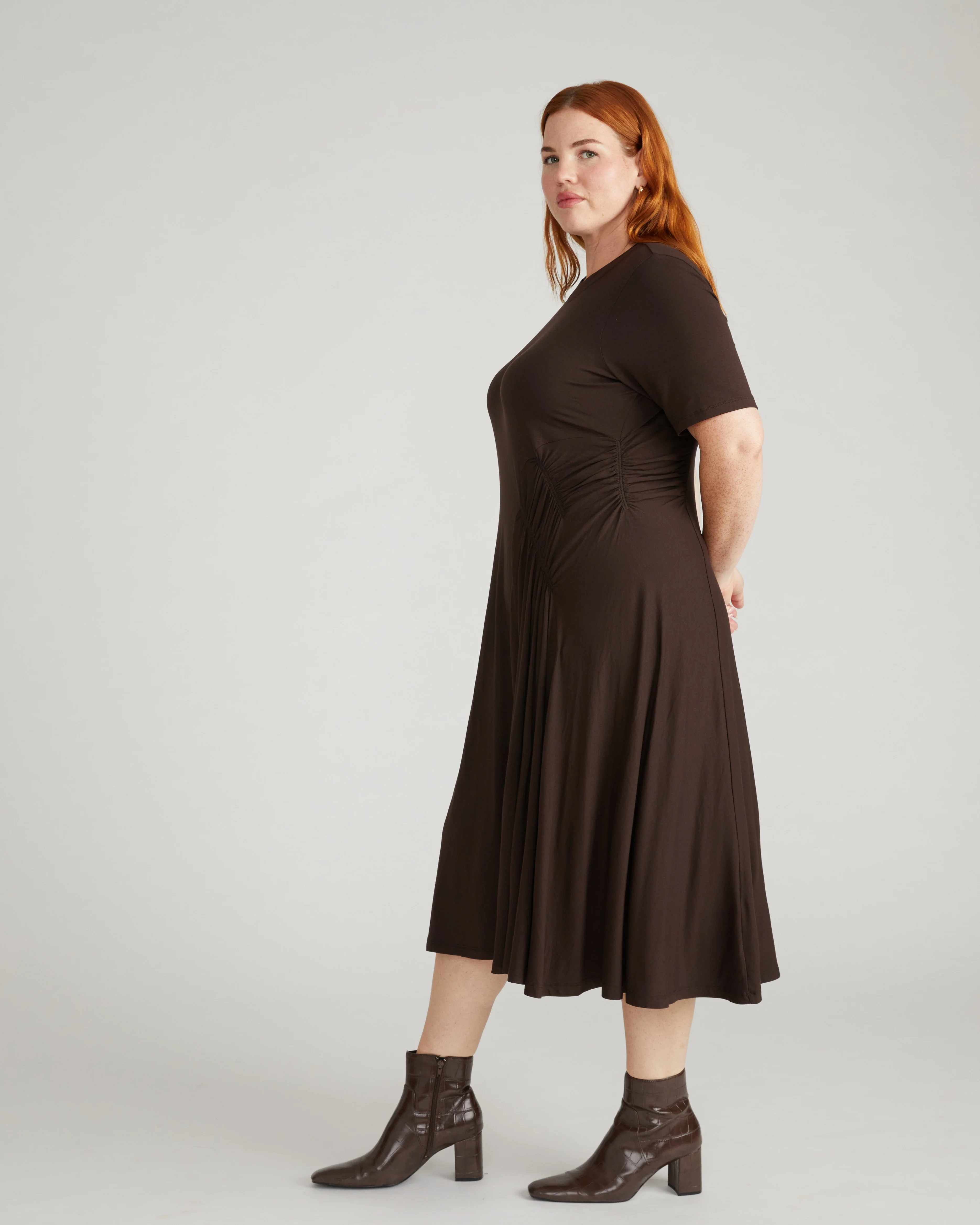 Devi Liquid Jersey Dress - Espresso - Image 3