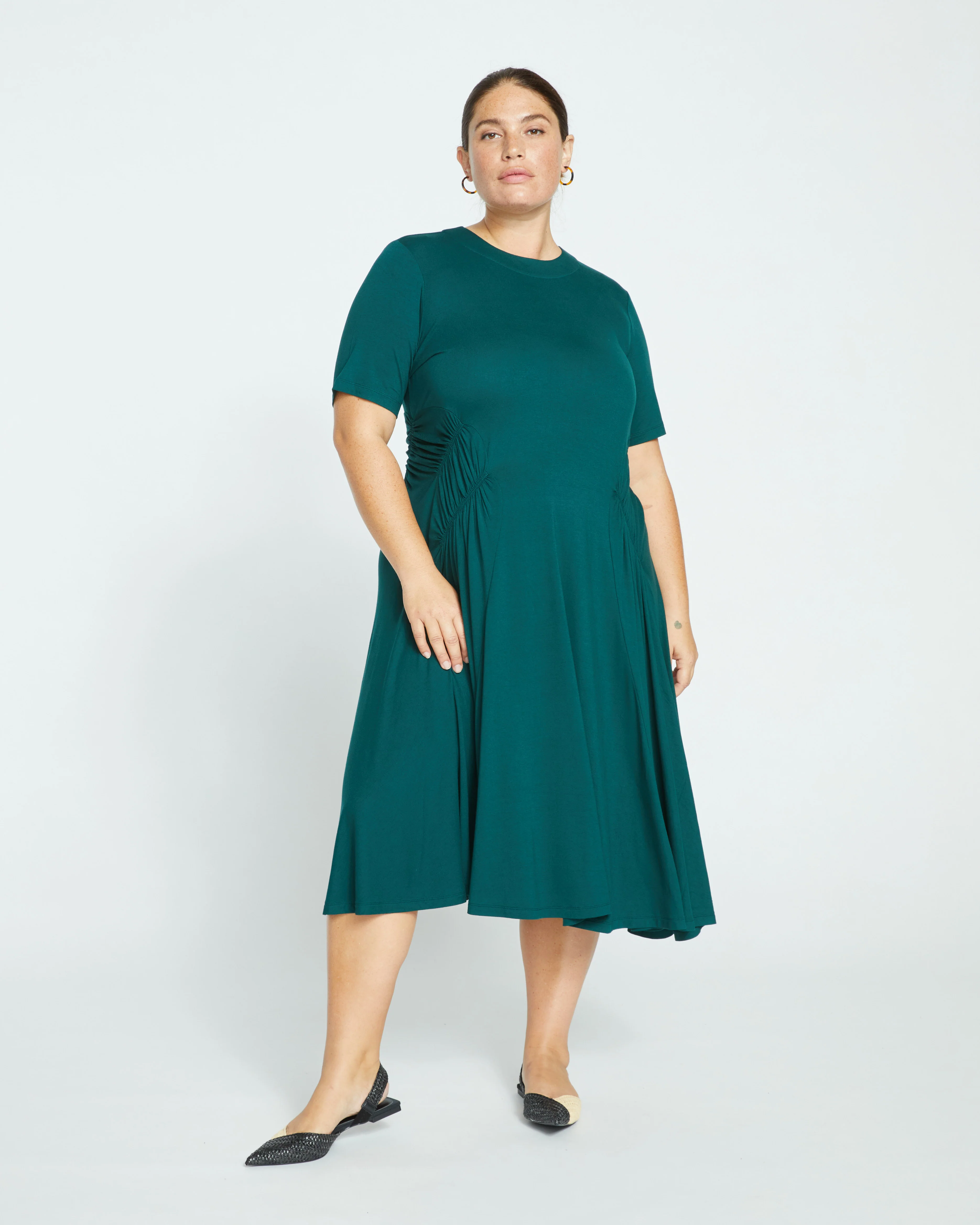 Devi Liquid Jersey Dress - Forest Green - Image 2