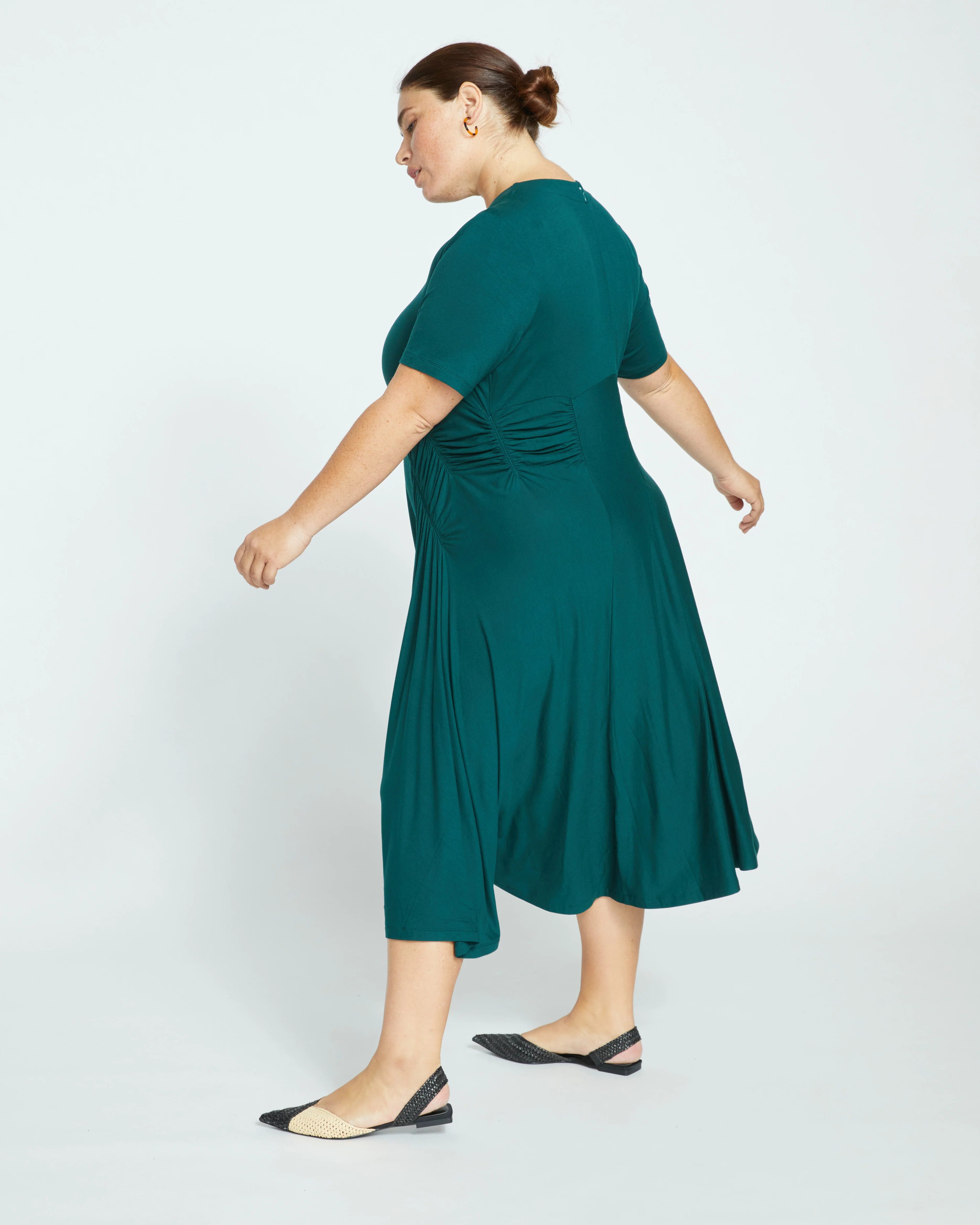 Devi Liquid Jersey Dress - Forest Green - Image 3
