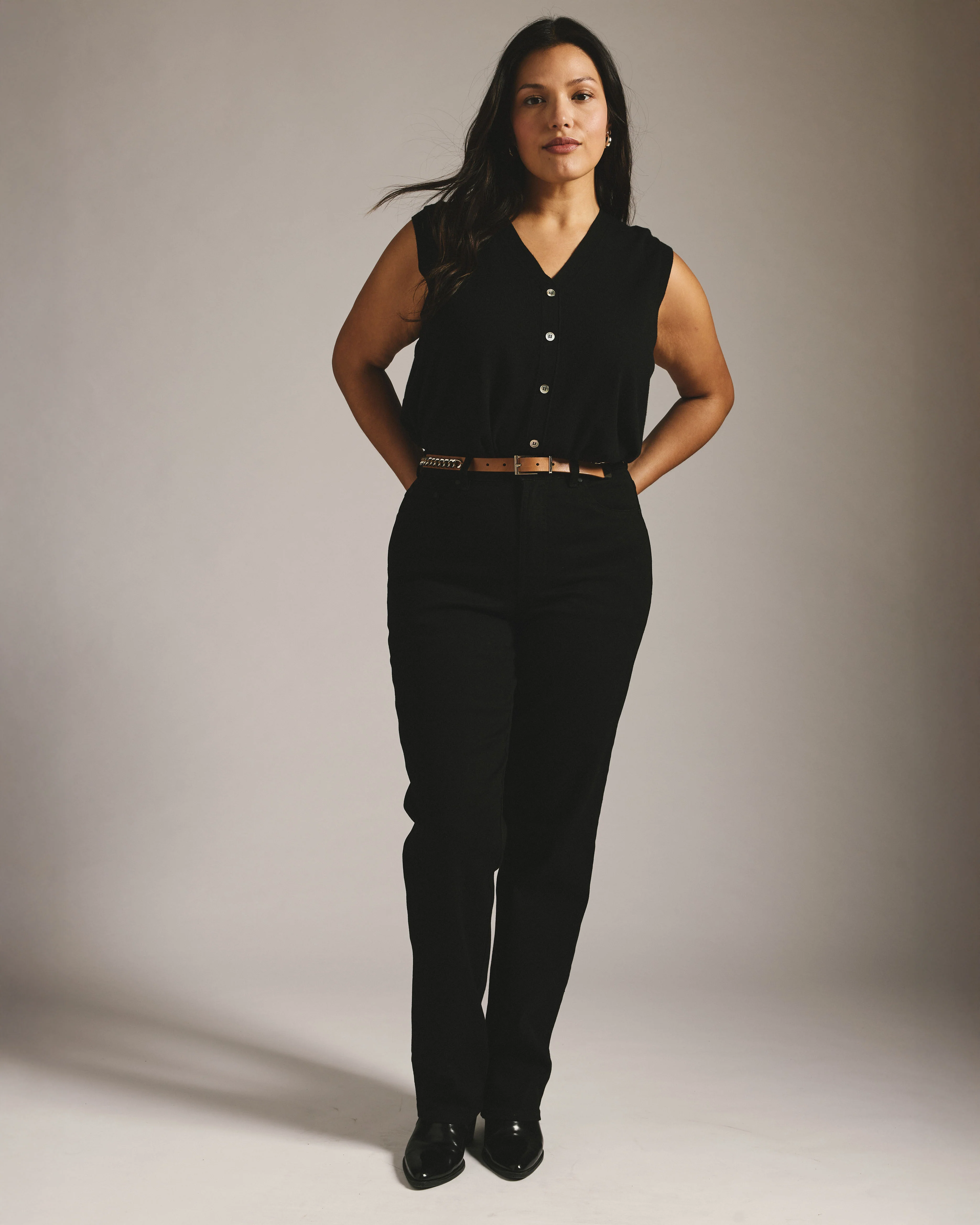 Donna High Rise Curve Straight Leg Jeans 32 Inch - Jet Black - Image 2