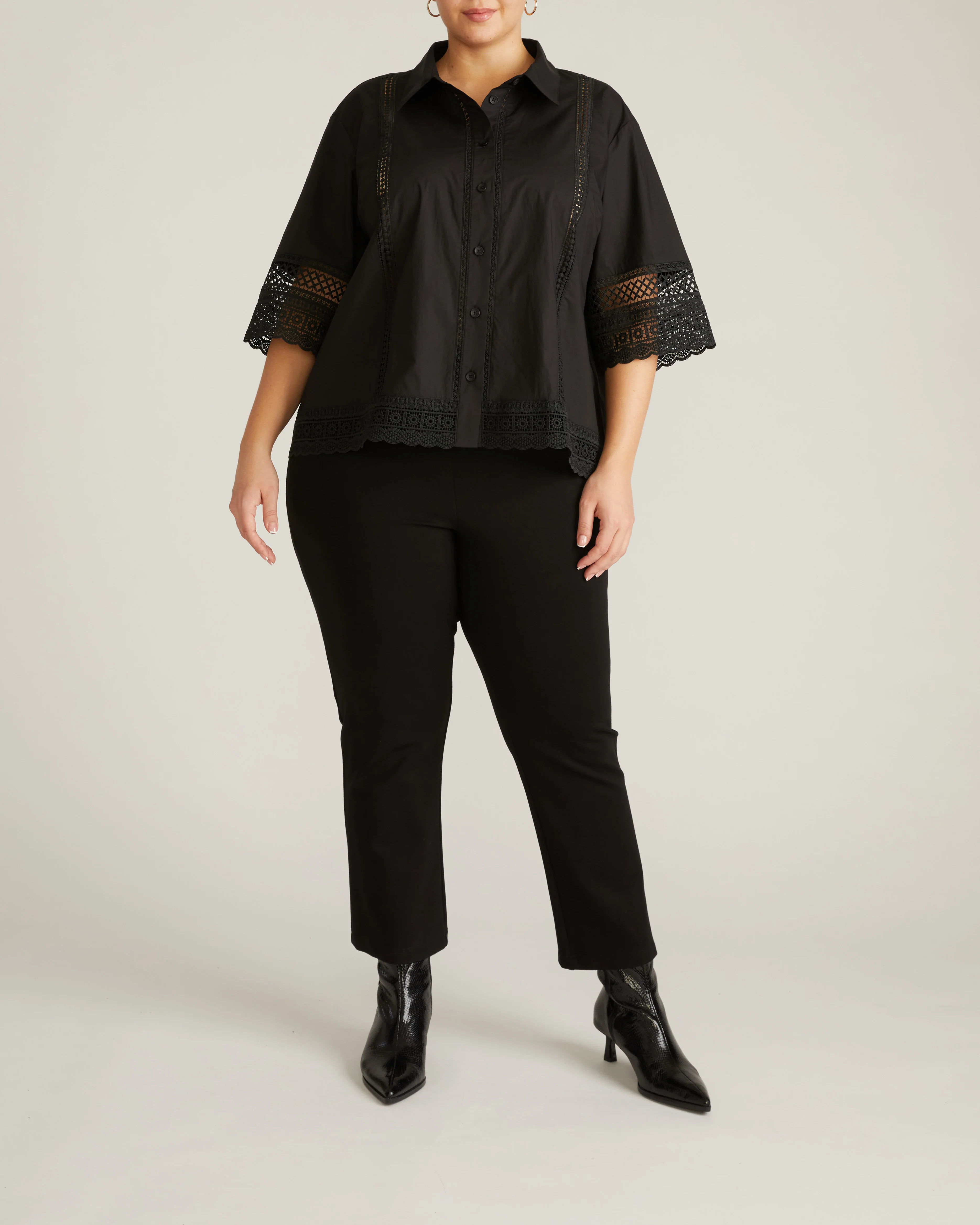 Dora Cotton Poplin Blouse - Black - Image 4