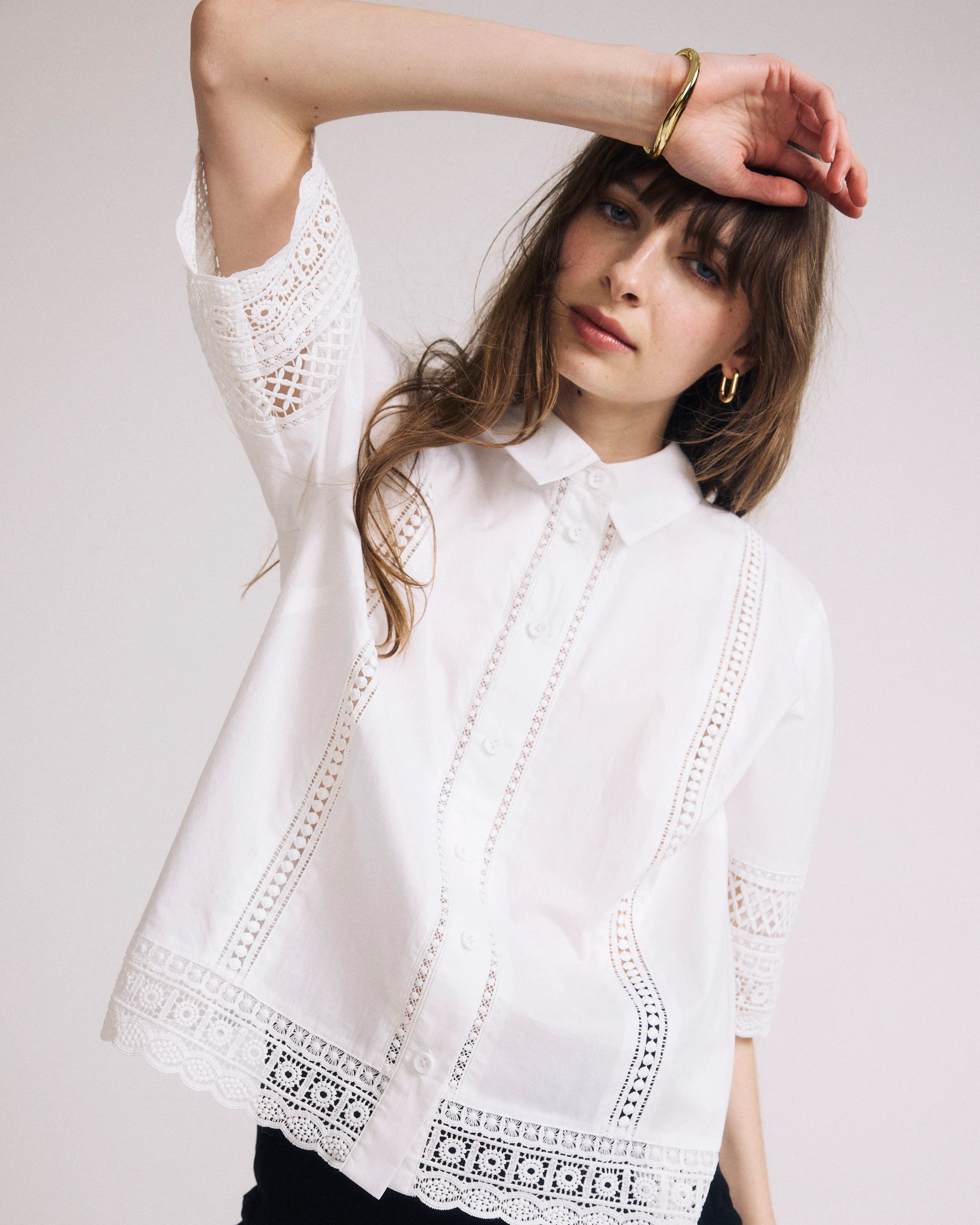 Dora Cotton Poplin Blouse - White - Image 5