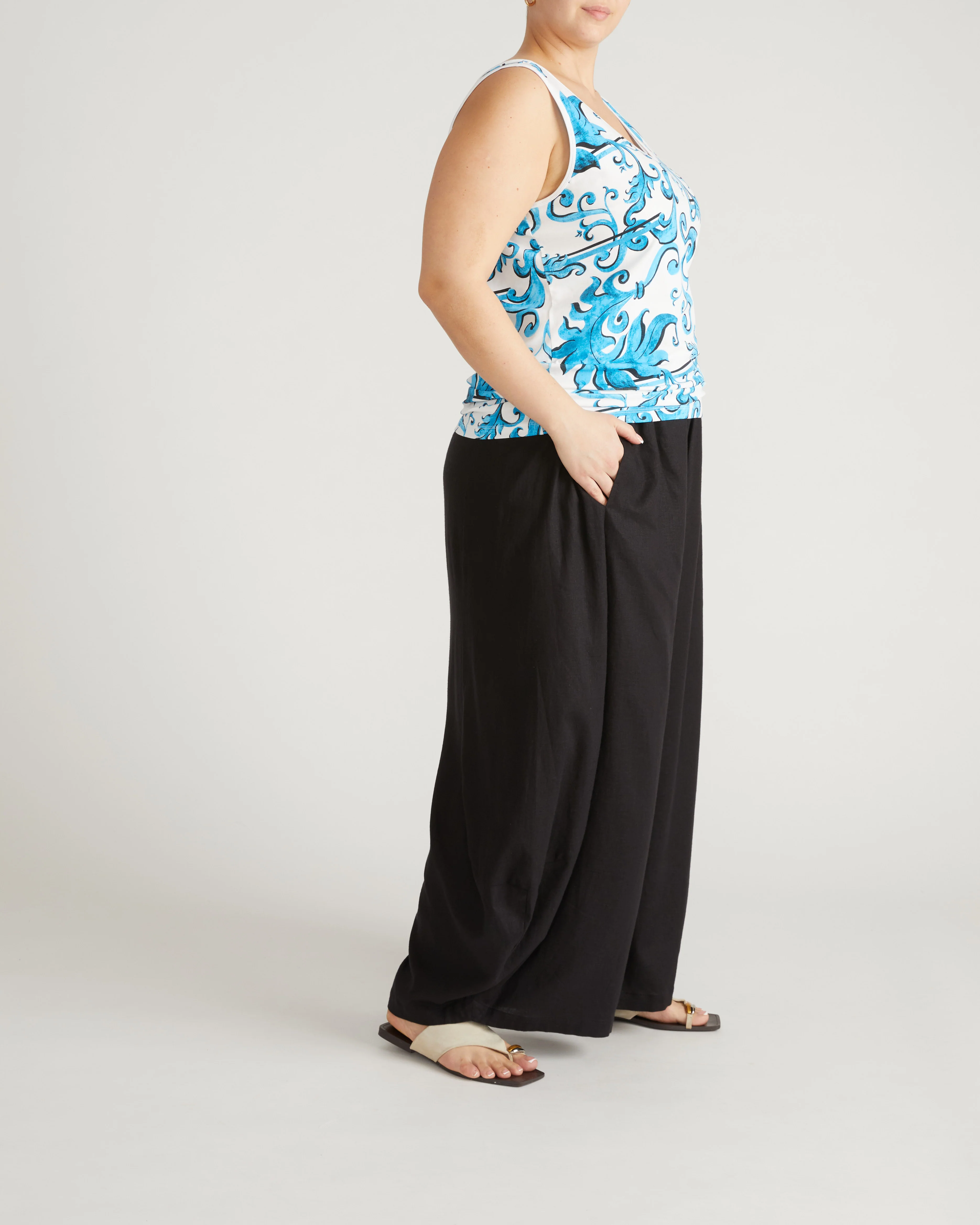 Double V Tank - Blue Majolica Print - Image 5