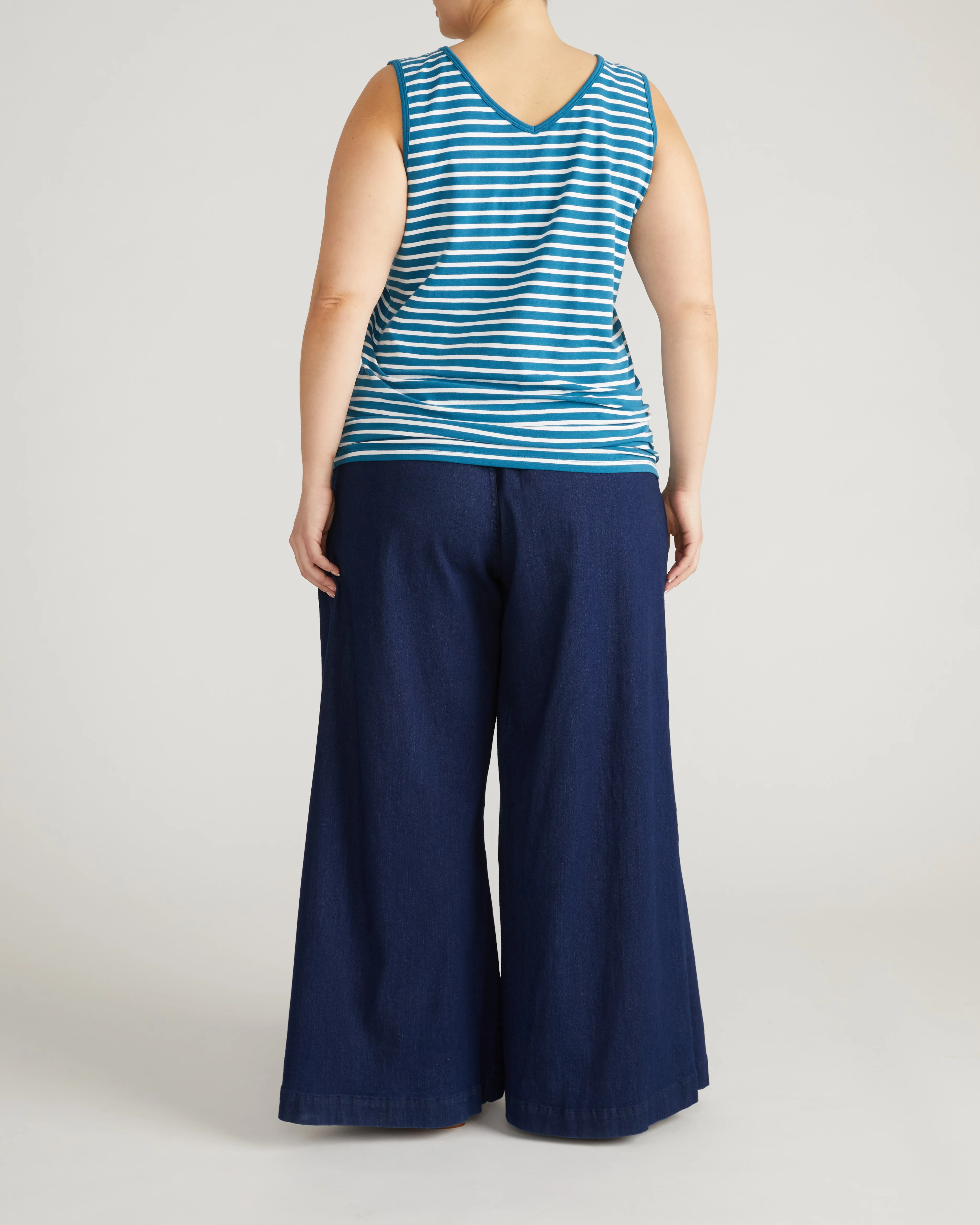 Double V Tank - Ink Blue/White Stripe - Image 6