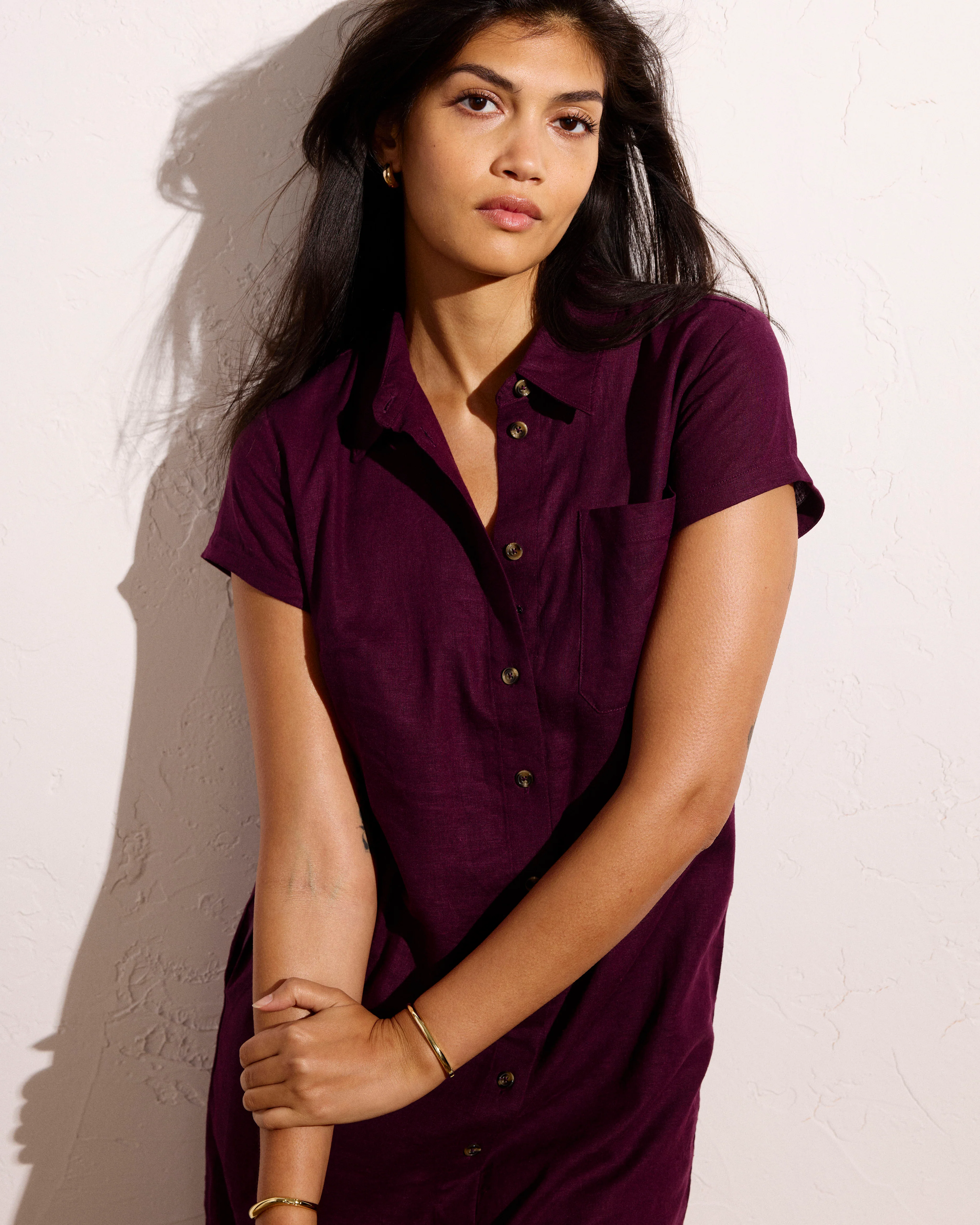 Dune Linen Shirtdress - Acai - Image 3
