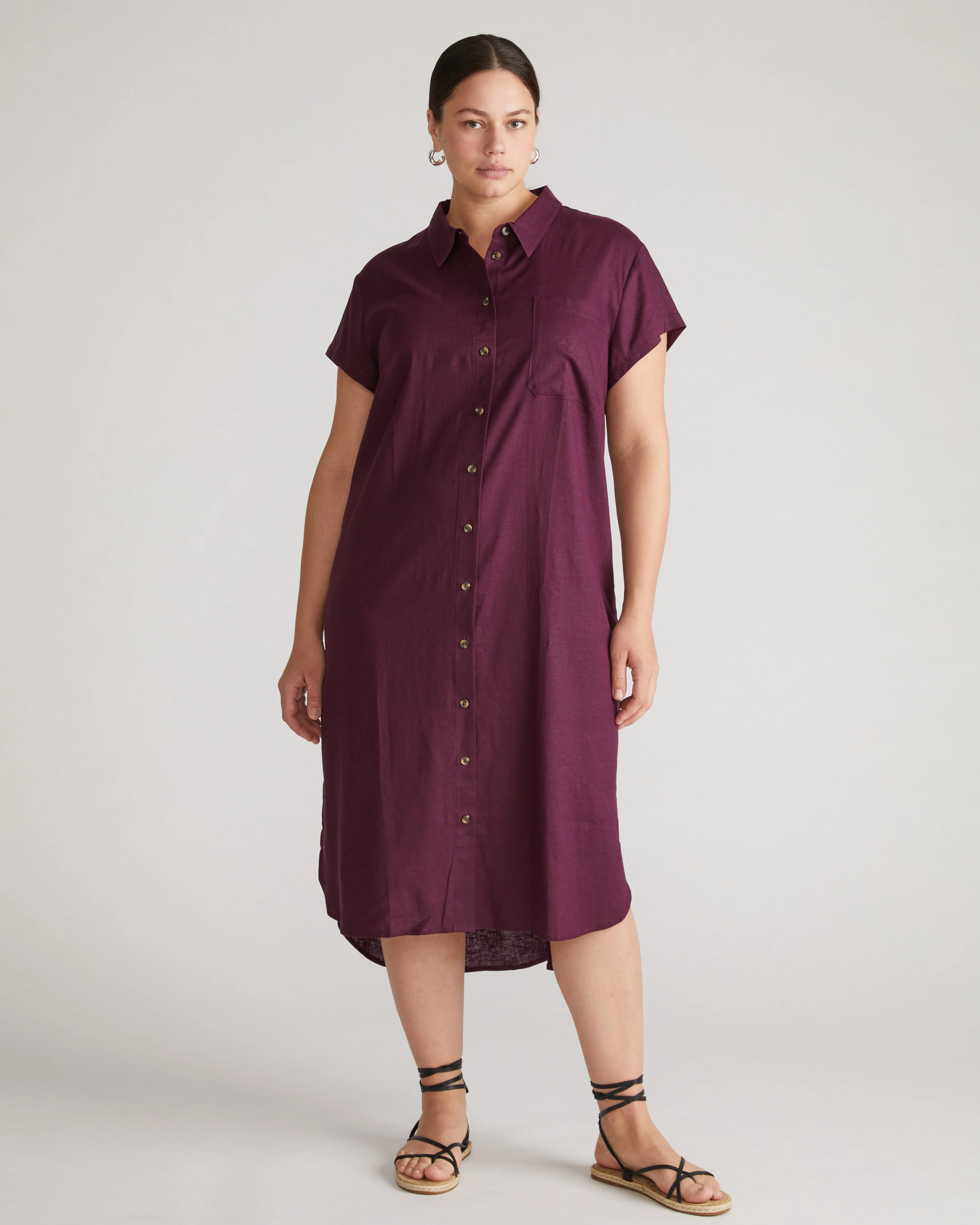 Dune Linen Shirtdress - Acai - Image 4