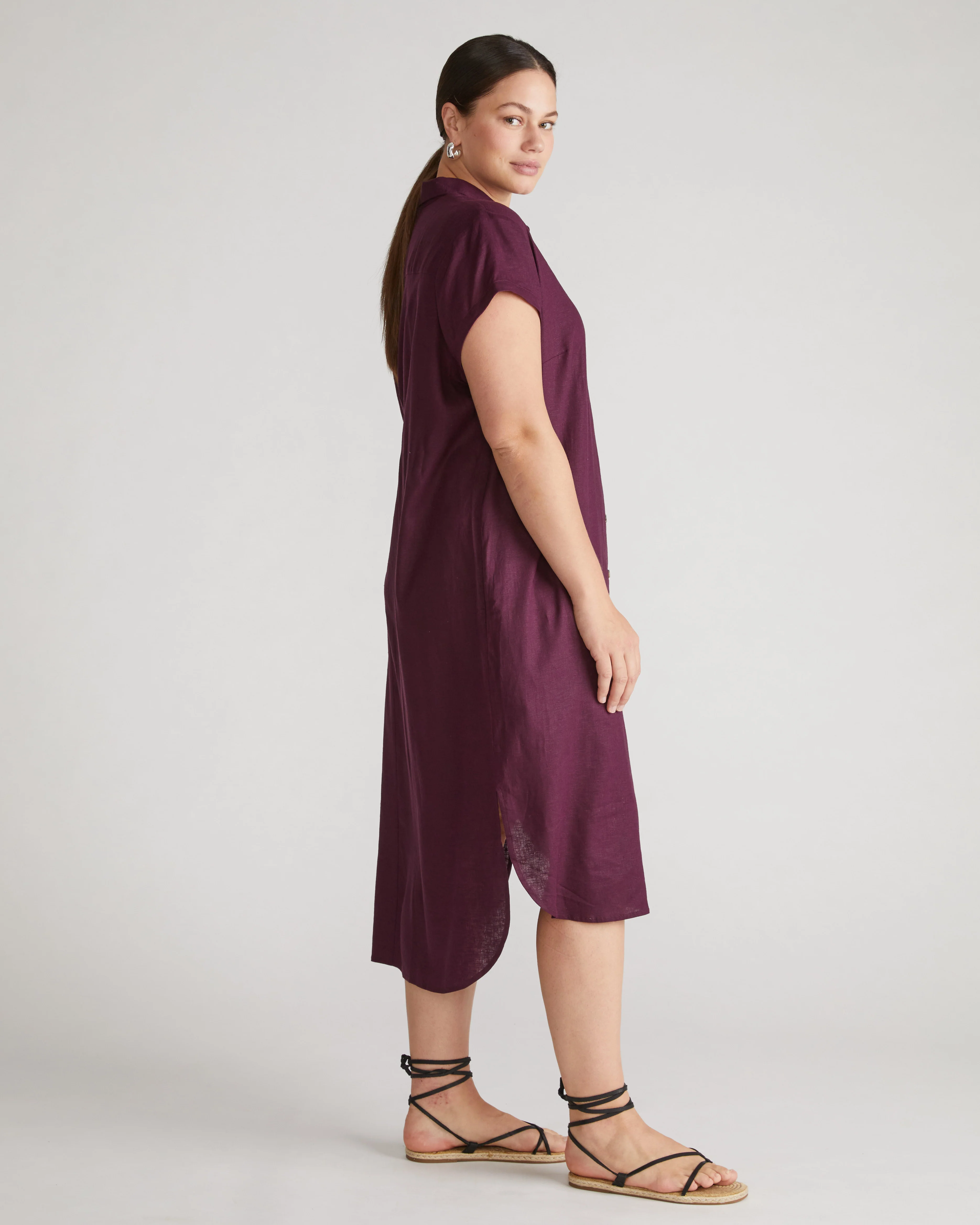 Dune Linen Shirtdress - Acai - Image 5