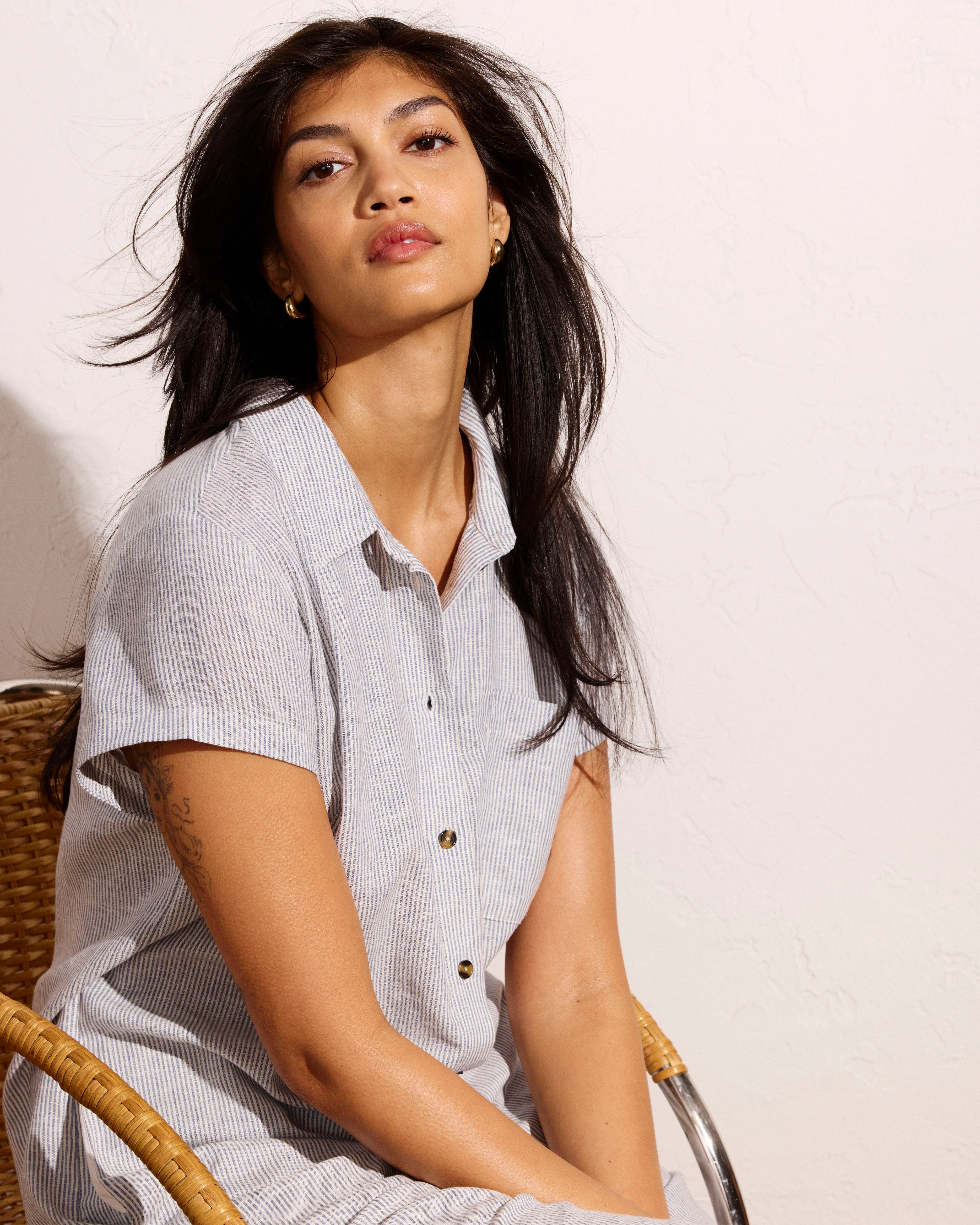 Dune Linen Shirtdress - Beach Stripe - Image 3