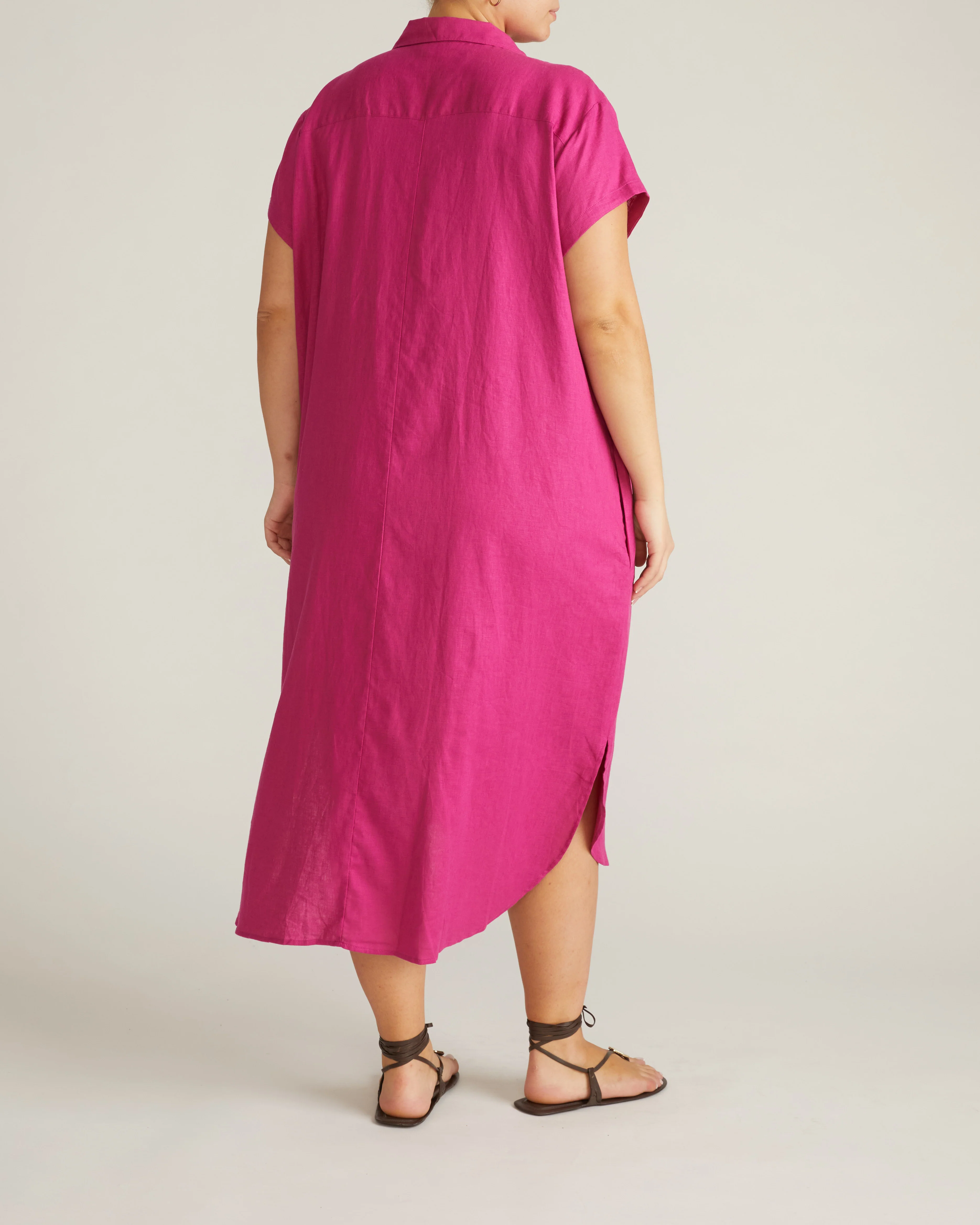 Dune Linen Shirtdress - Hyper Pink - Image 6