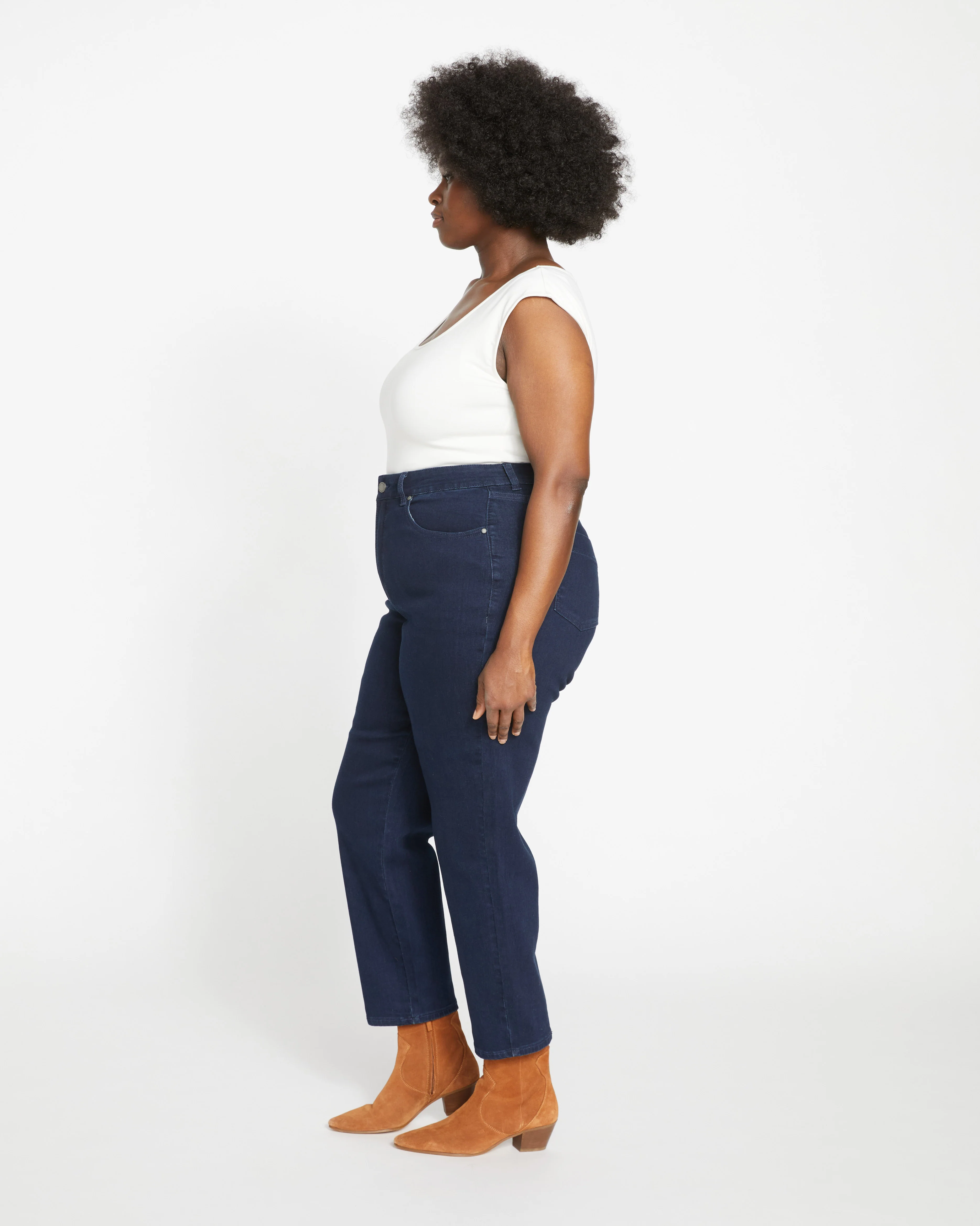 Dylan High Rise Tapered Jeans 29 Inch - Dark Indigo - Image 4