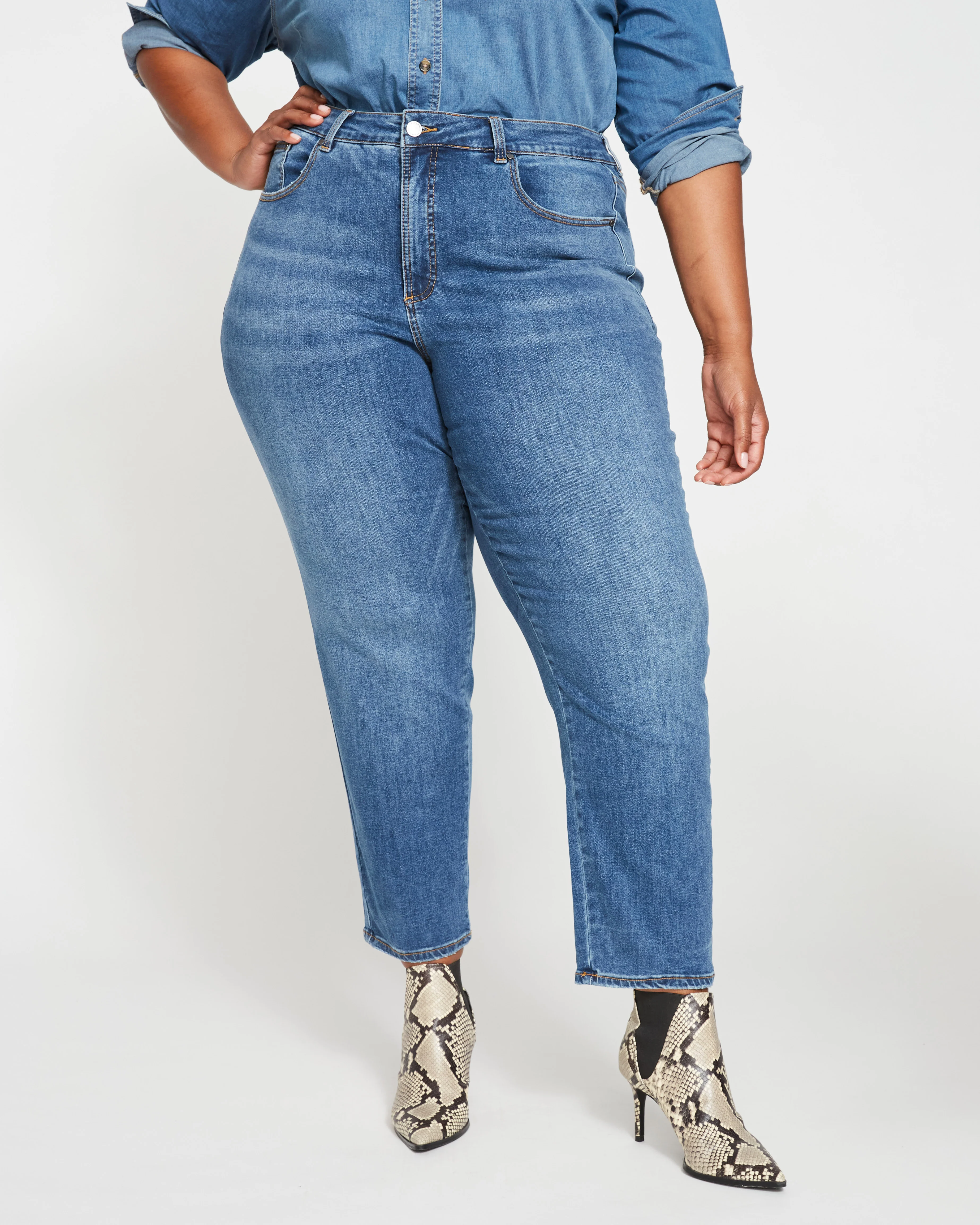 Dylan High Rise Tapered Jeans 29 Inch - Washed Tide - Image 2