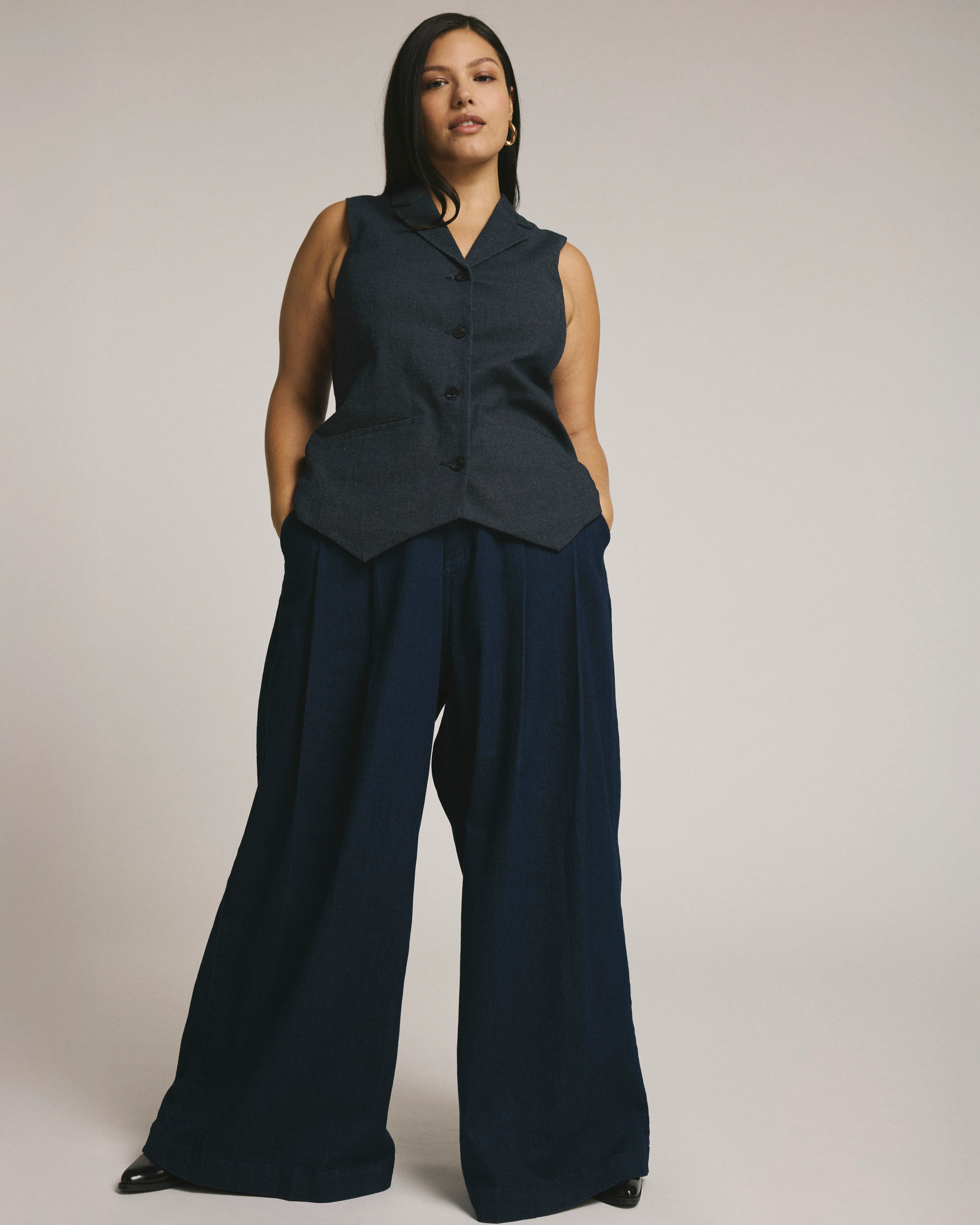 Edwin Denim Look Vest - Dark Indigo - Image 3