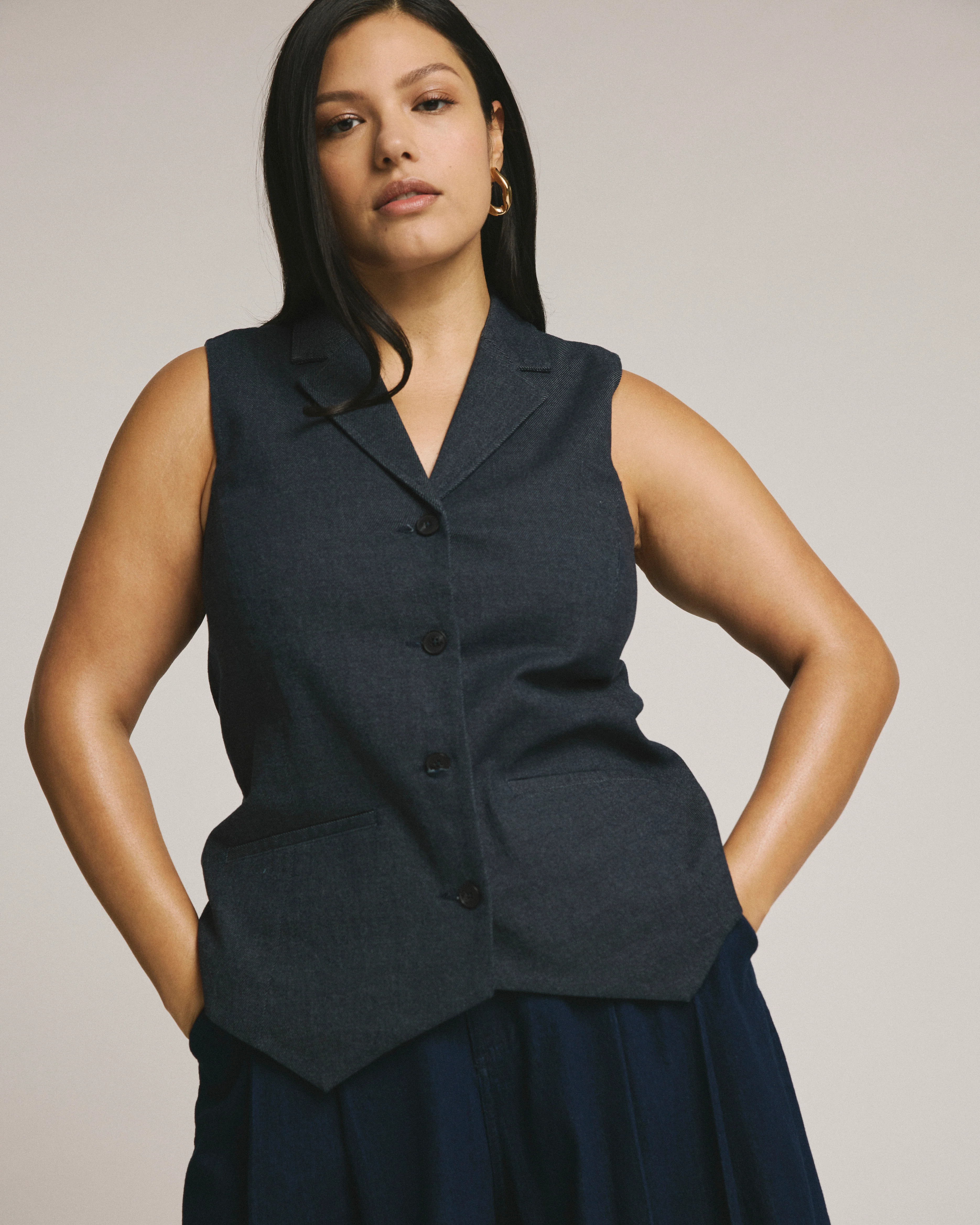 Edwin Denim Look Vest - Dark Indigo - Image 4