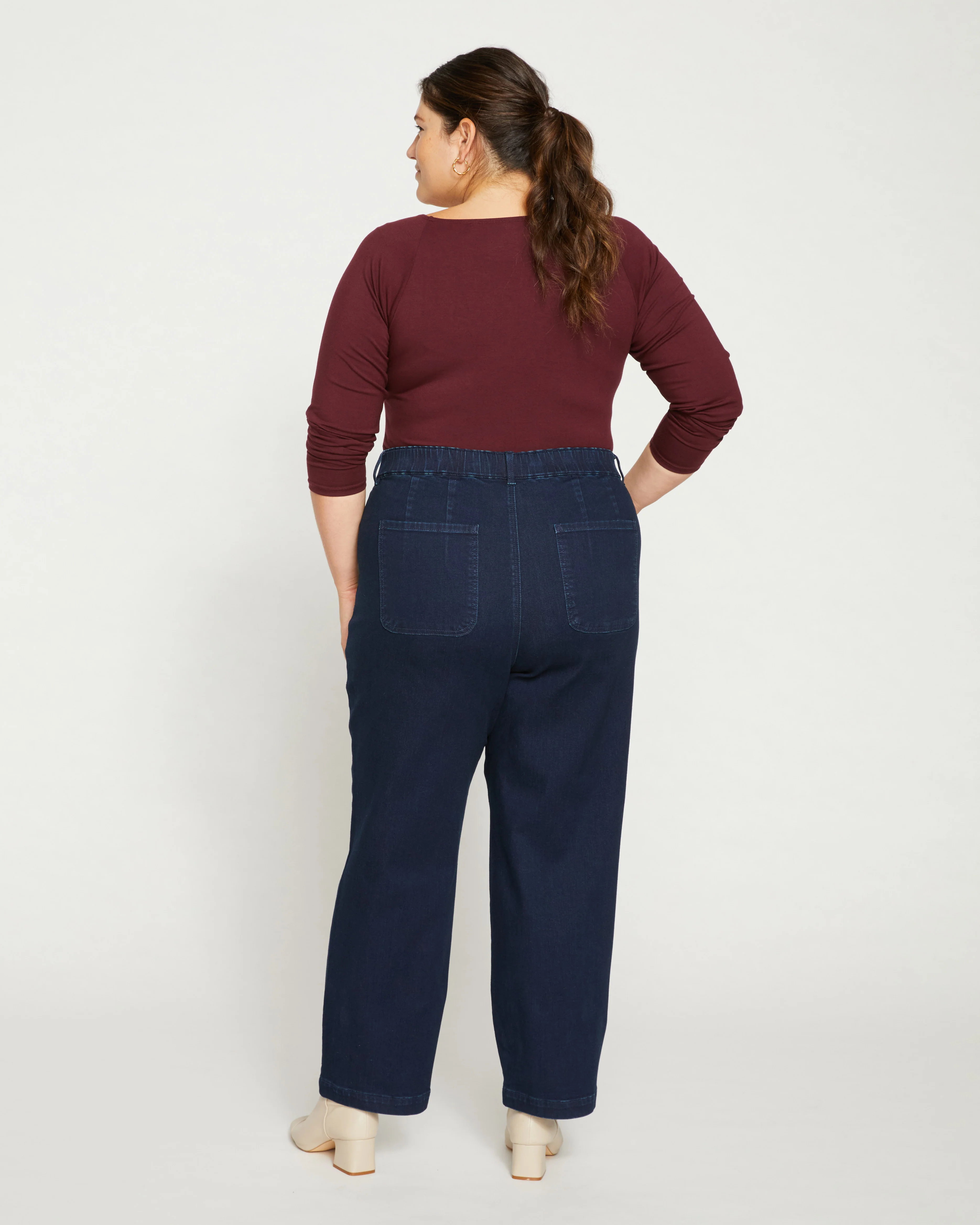 Elastic Waist Weekend Jeans - Dark Indigo - Image 3