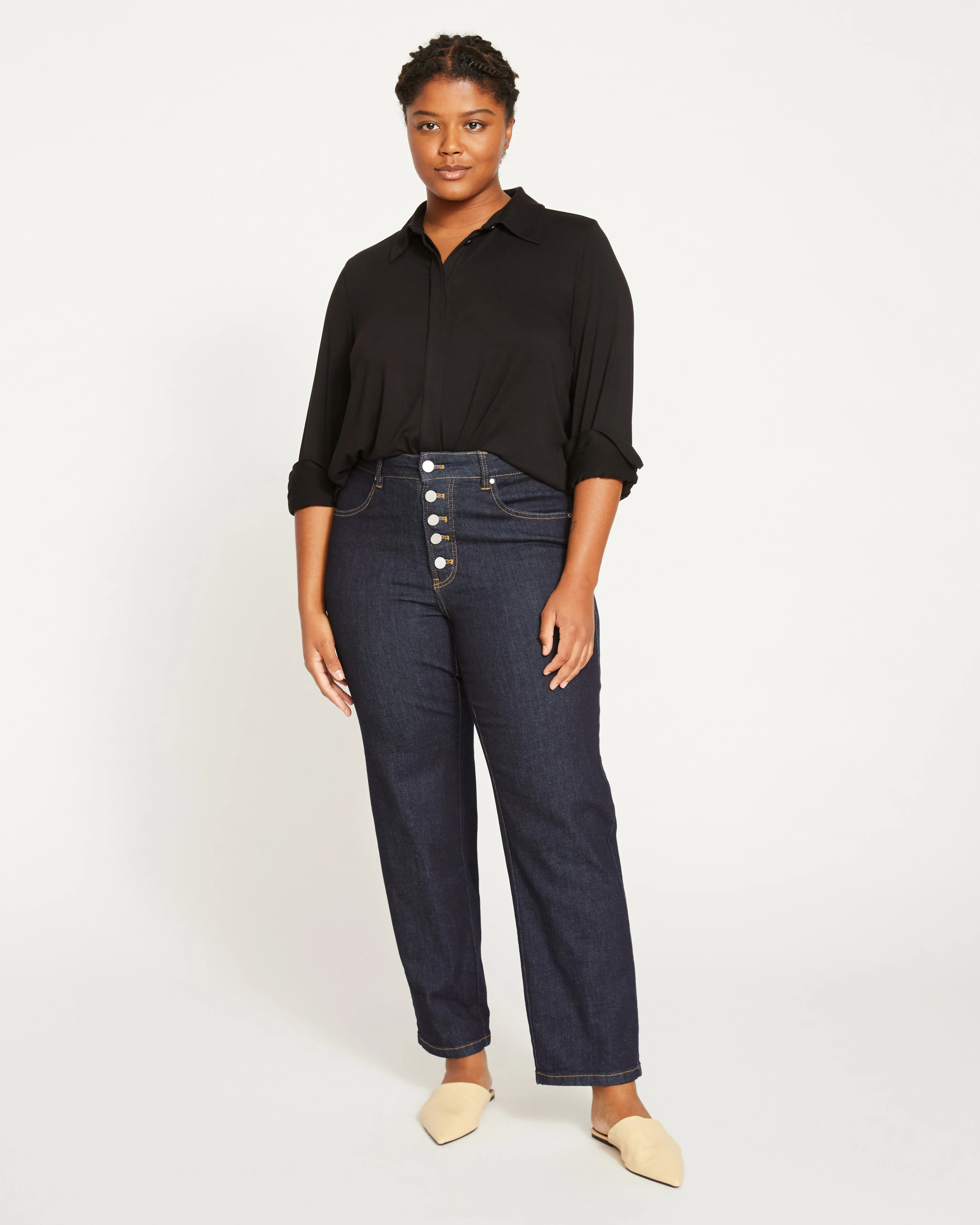 Elbe Liquid Jersey Shirt Classic Fit - Black - Image 3