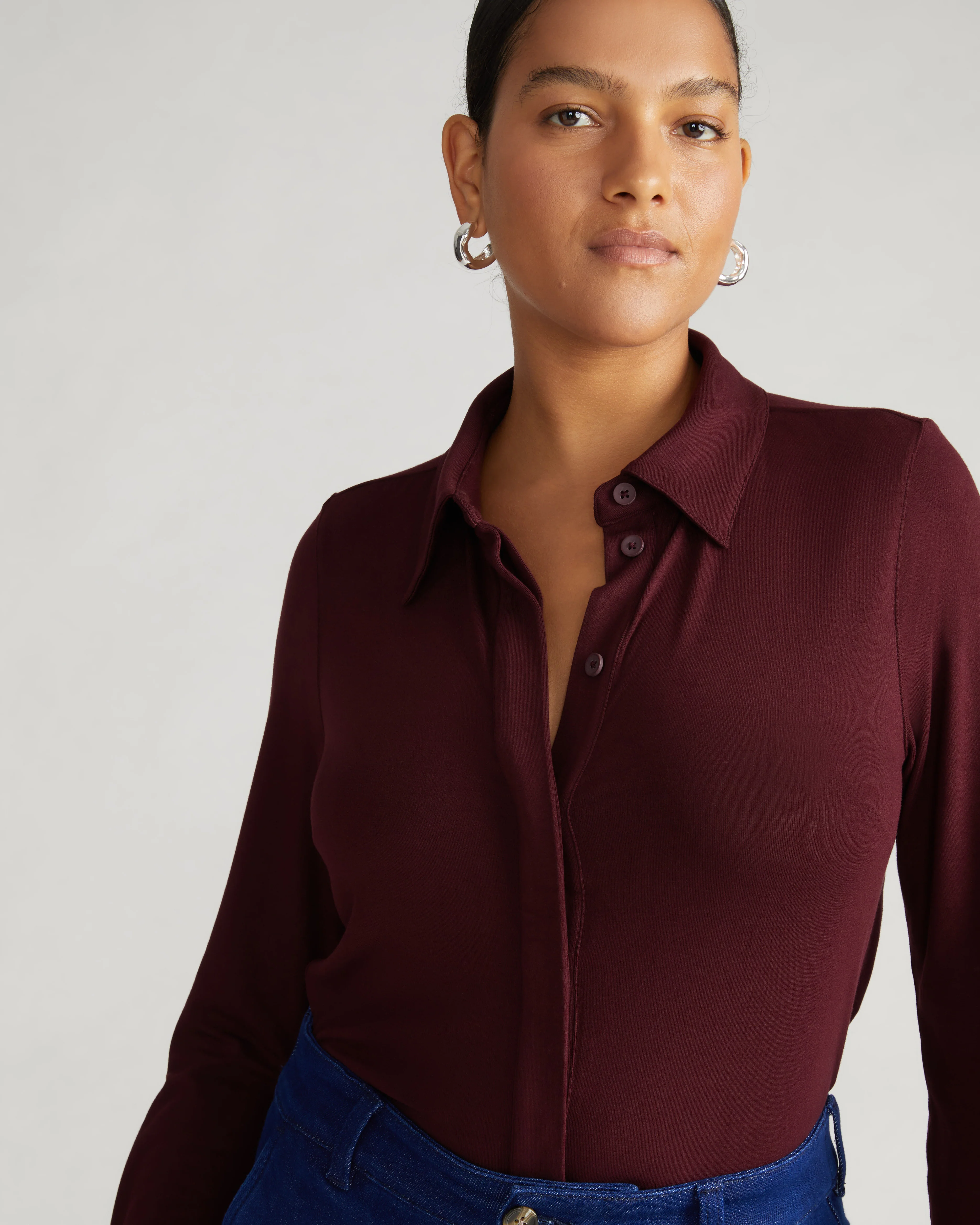 Elbe Liquid Jersey Shirt Classic Fit - Black Cherry - Image 3