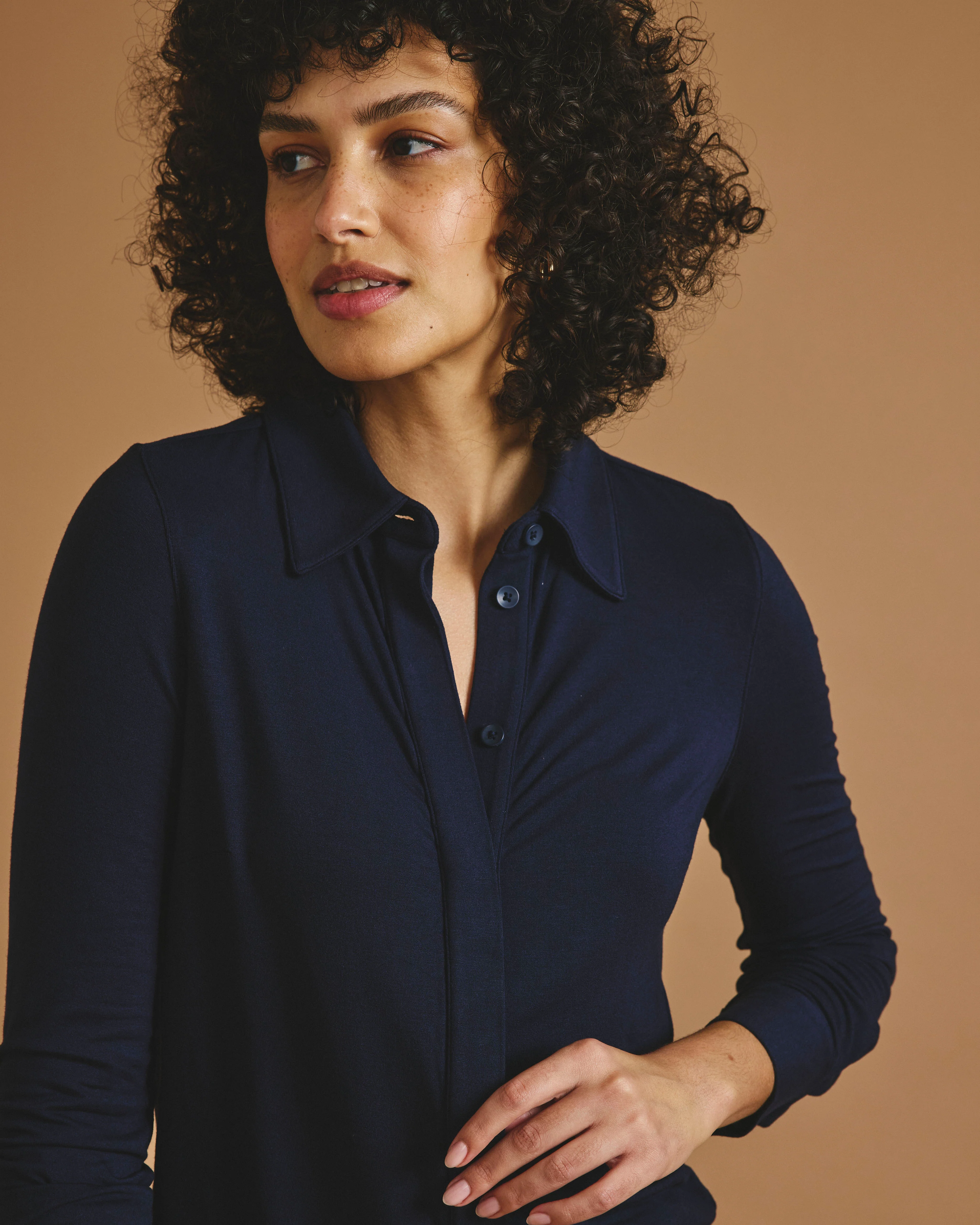 Elbe Liquid Jersey Shirt Classic Fit - Midnight - Image 3