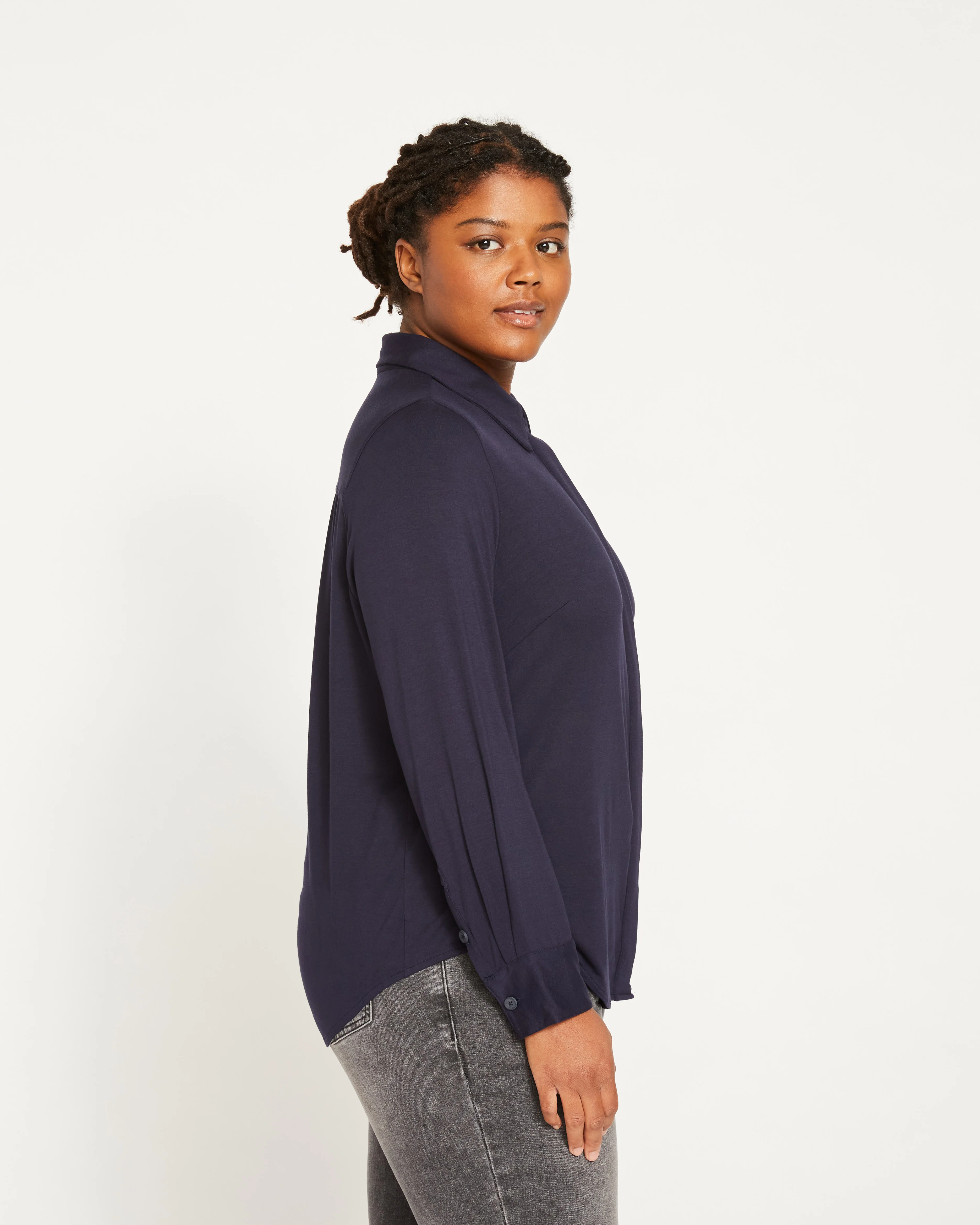 Elbe Liquid Jersey Shirt Classic Fit - Midnight - Image 5