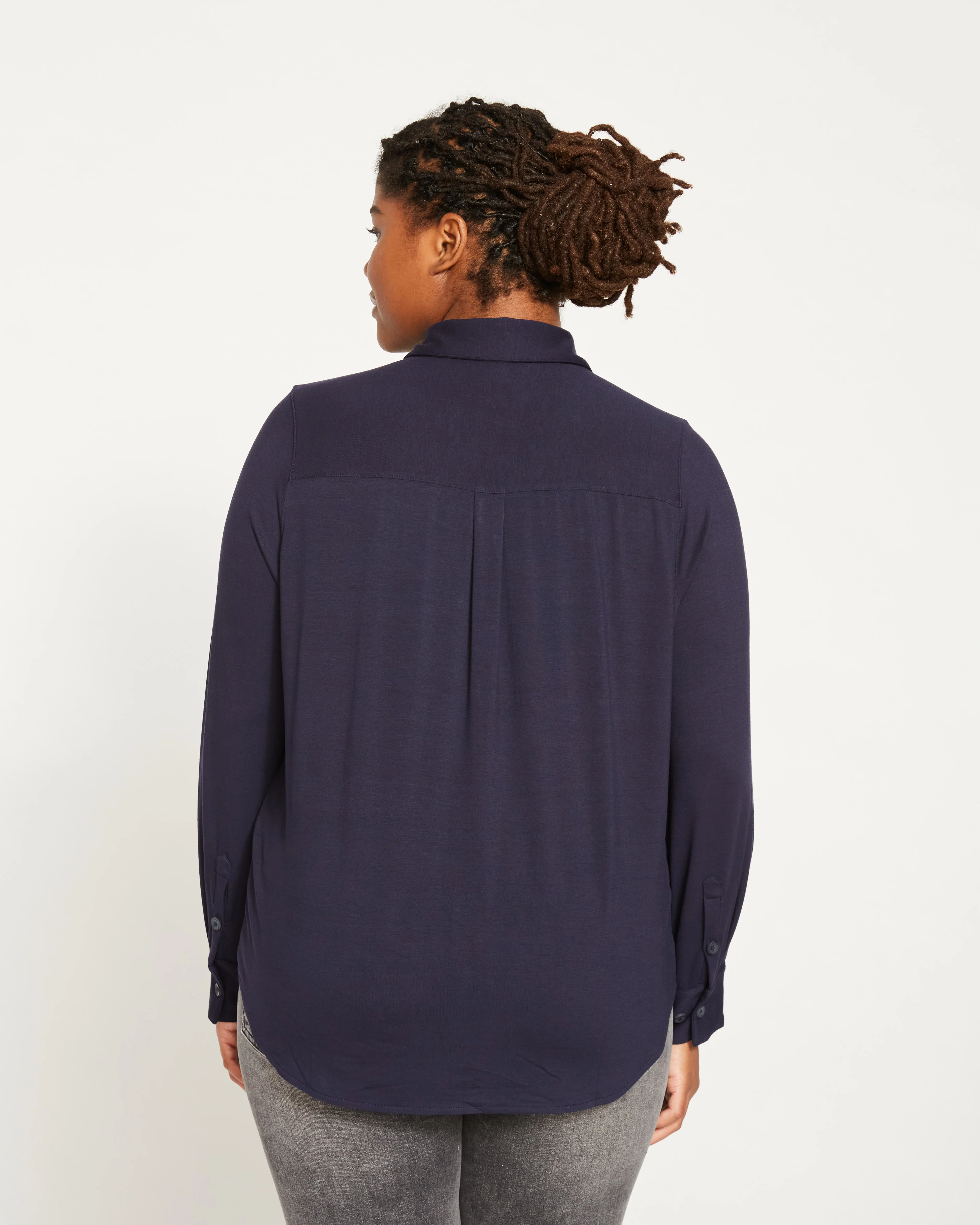 Elbe Liquid Jersey Shirt Classic Fit - Midnight - Image 6