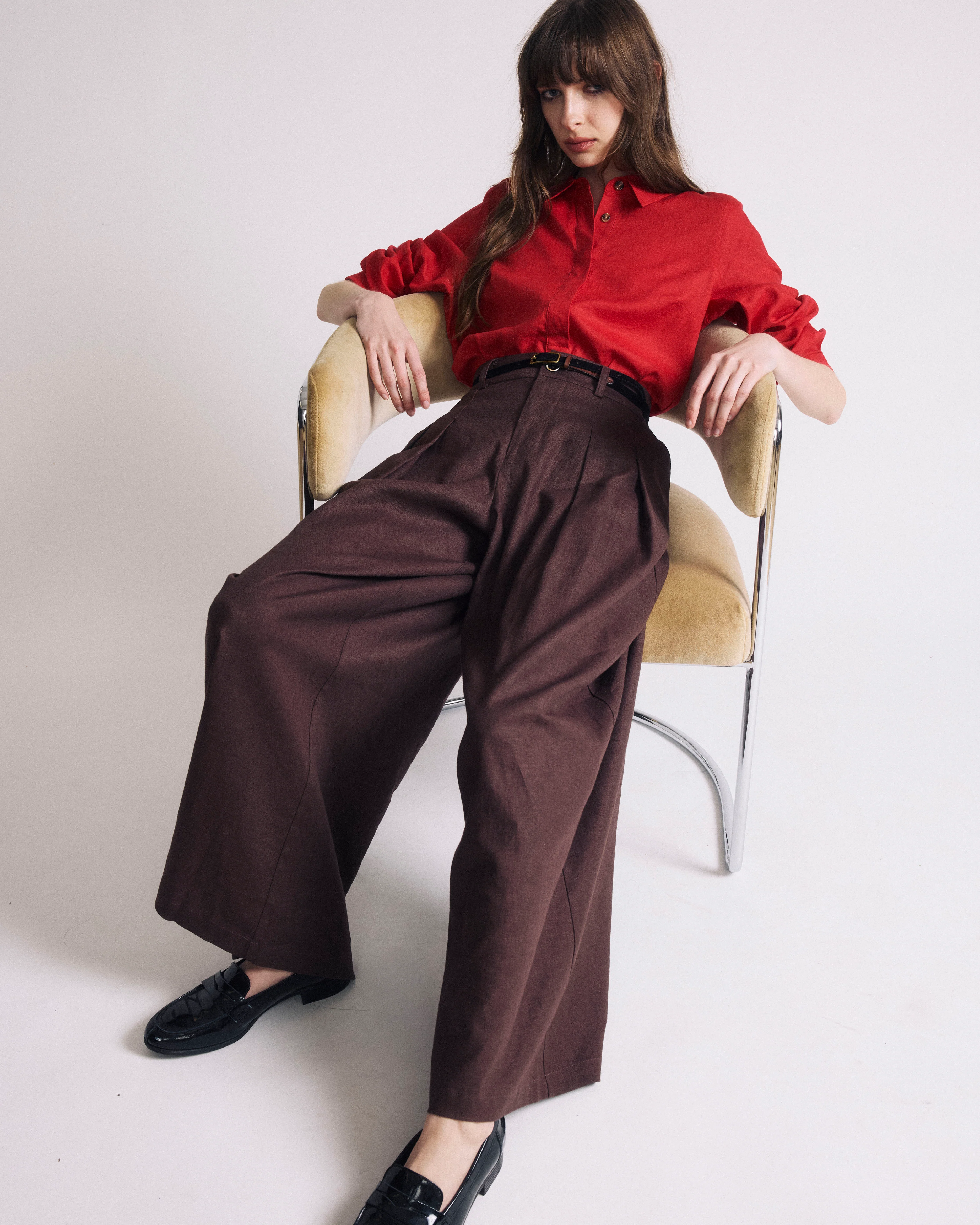 Elbe Popover Stretch Linen Shirt - Brilliant Red - Image 4