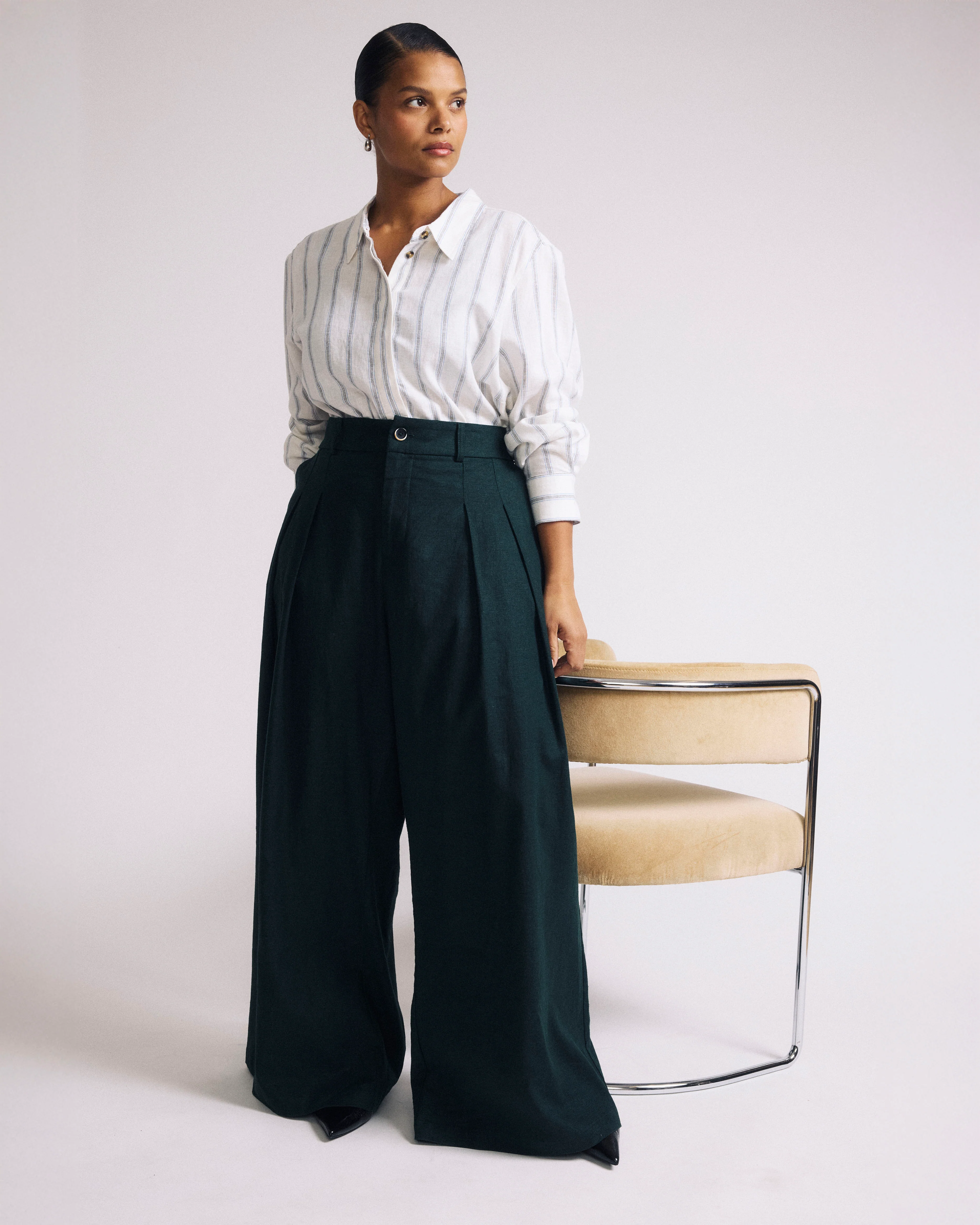 Elbe Popover Stretch Linen Shirt - Mayfair Stripe - Image 3