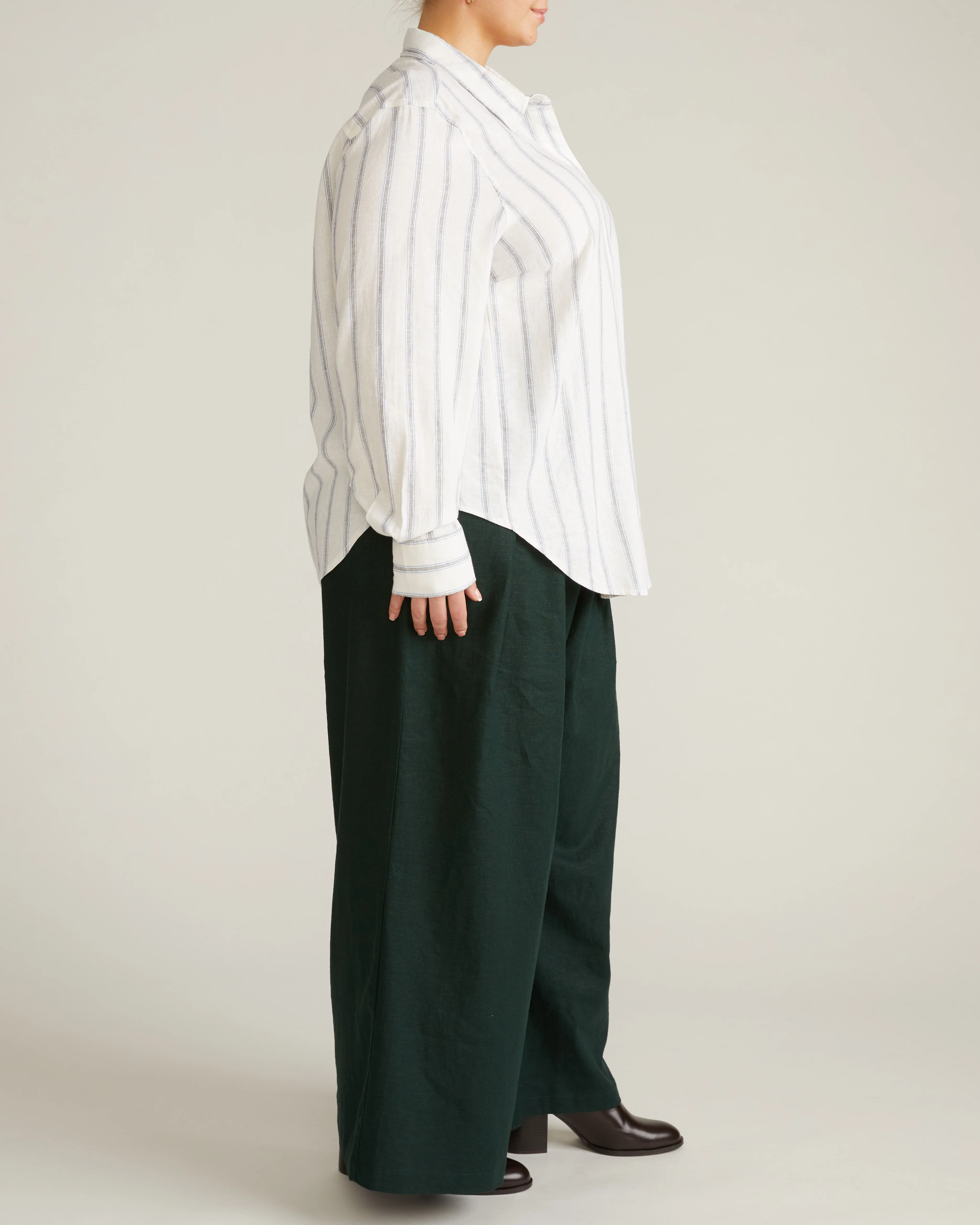 Elbe Popover Stretch Linen Shirt - Mayfair Stripe - Image 5