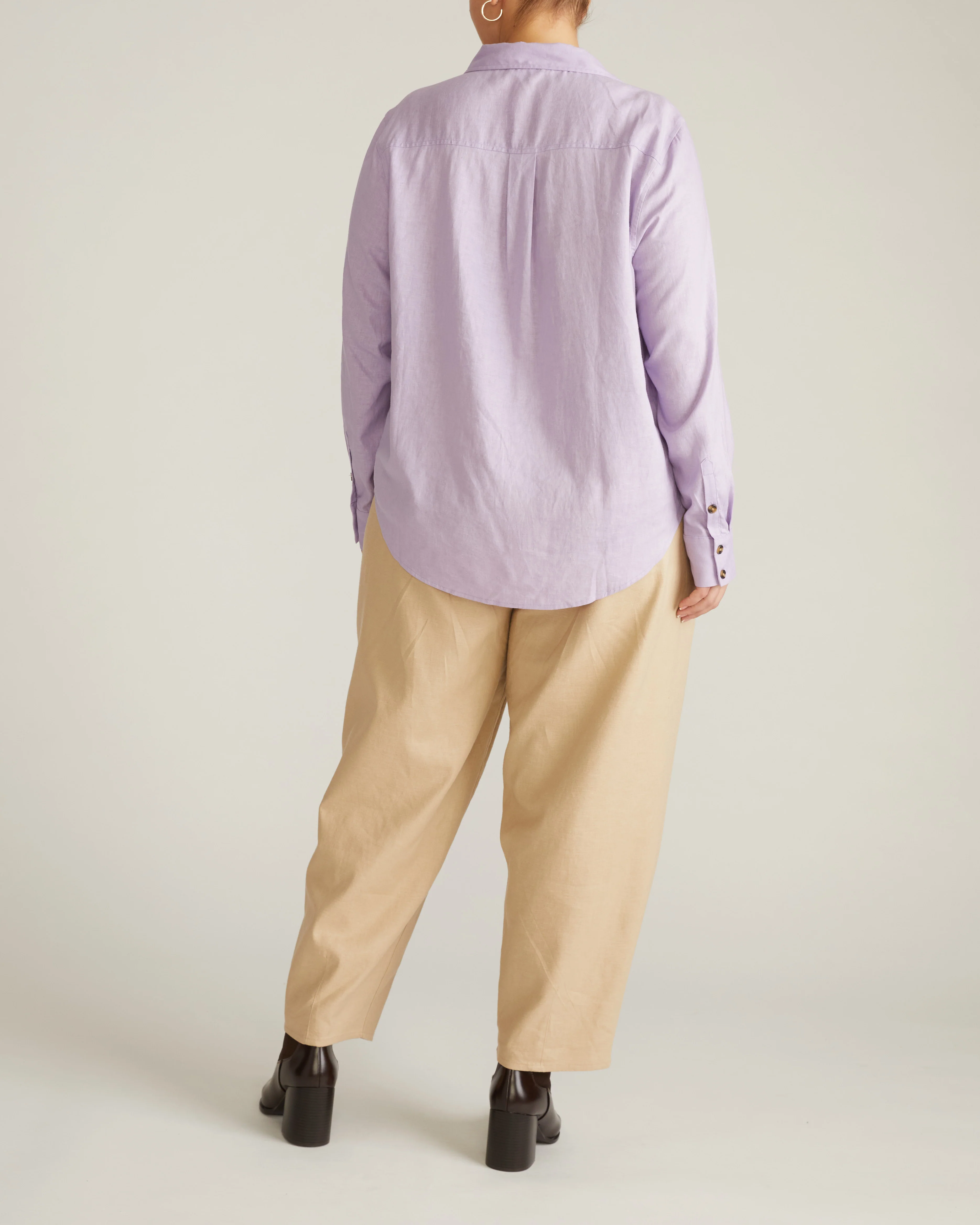 Elbe Popover Stretch Linen Shirt - Orchid - Image 6