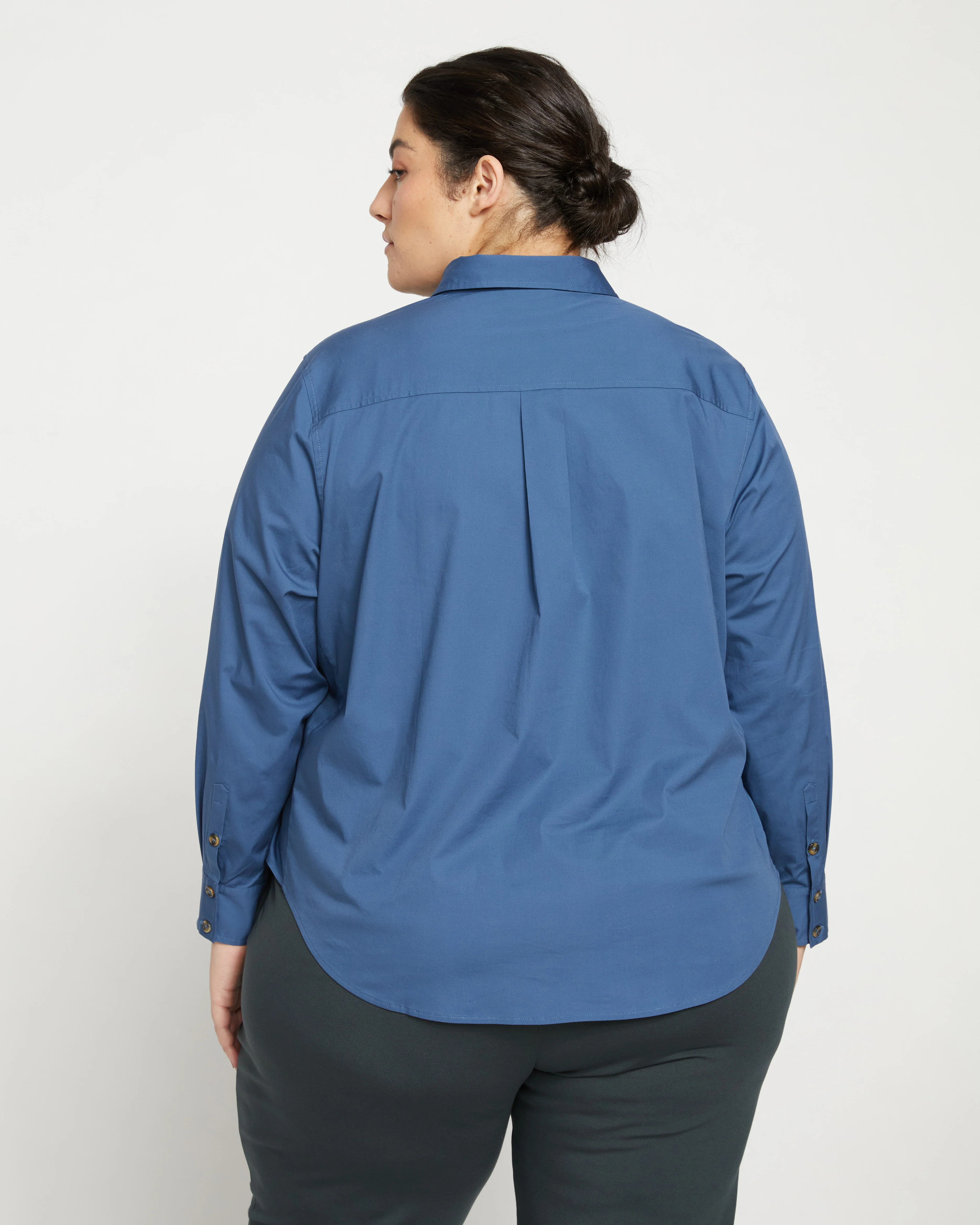 Elbe Popover Stretch Poplin Shirt Classic Fit - Bleu Scolaire - Image 4