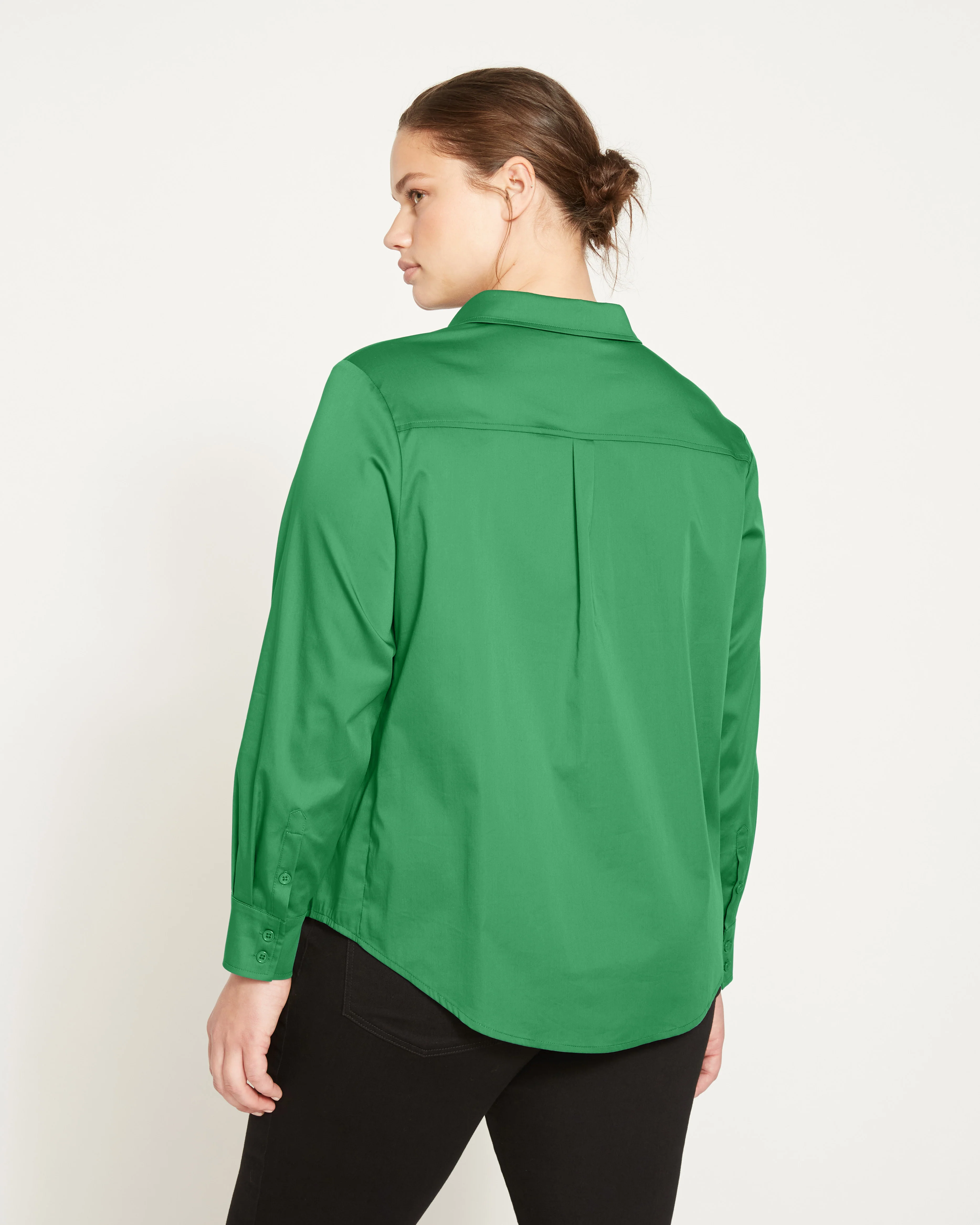 Elbe Popover Stretch Poplin Shirt Classic Fit - Kelly Green - Image 3