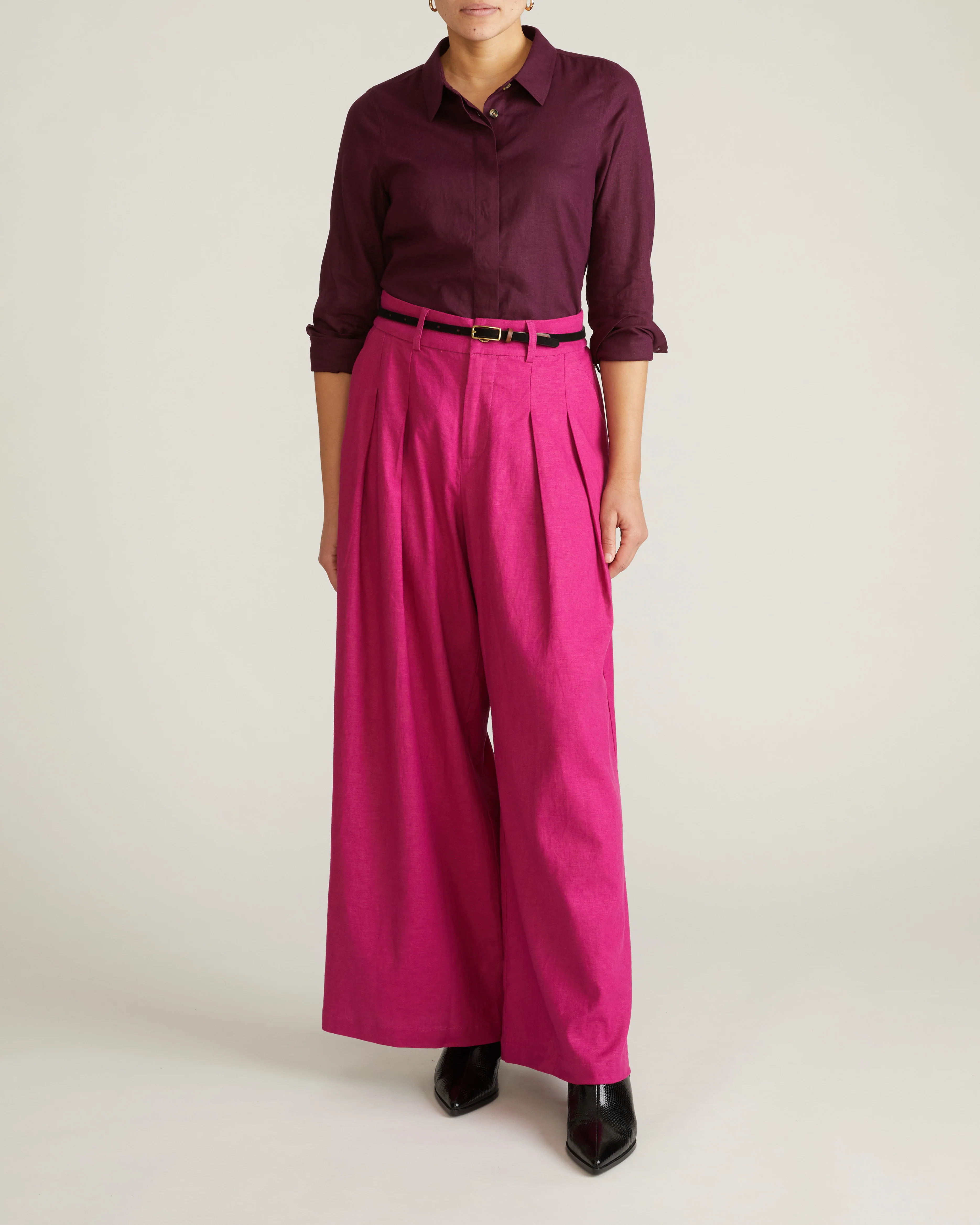 Elbe Stretch Linen Shirt - Acai - Image 4