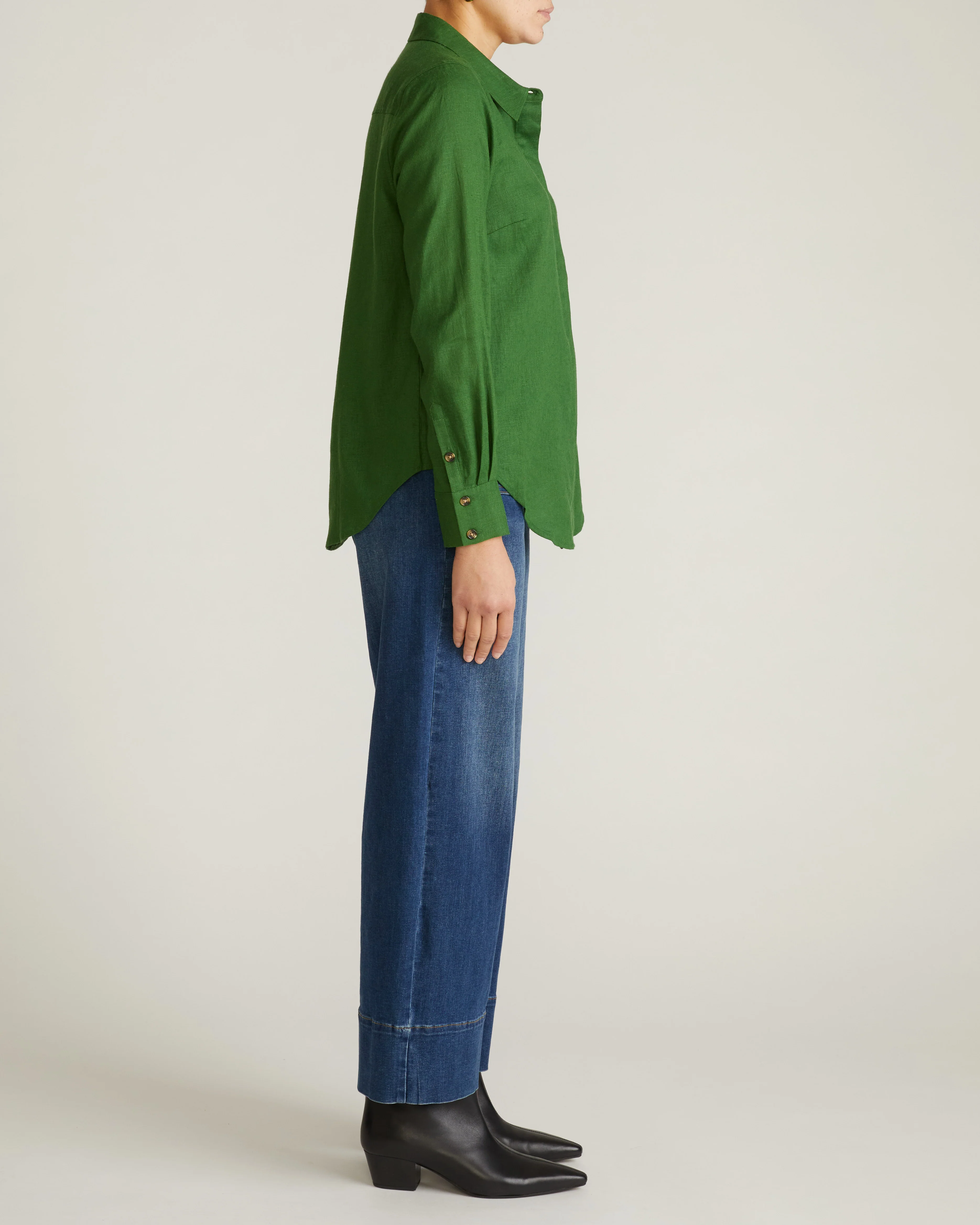 Elbe Stretch Linen Shirt - Green Park - Image 3