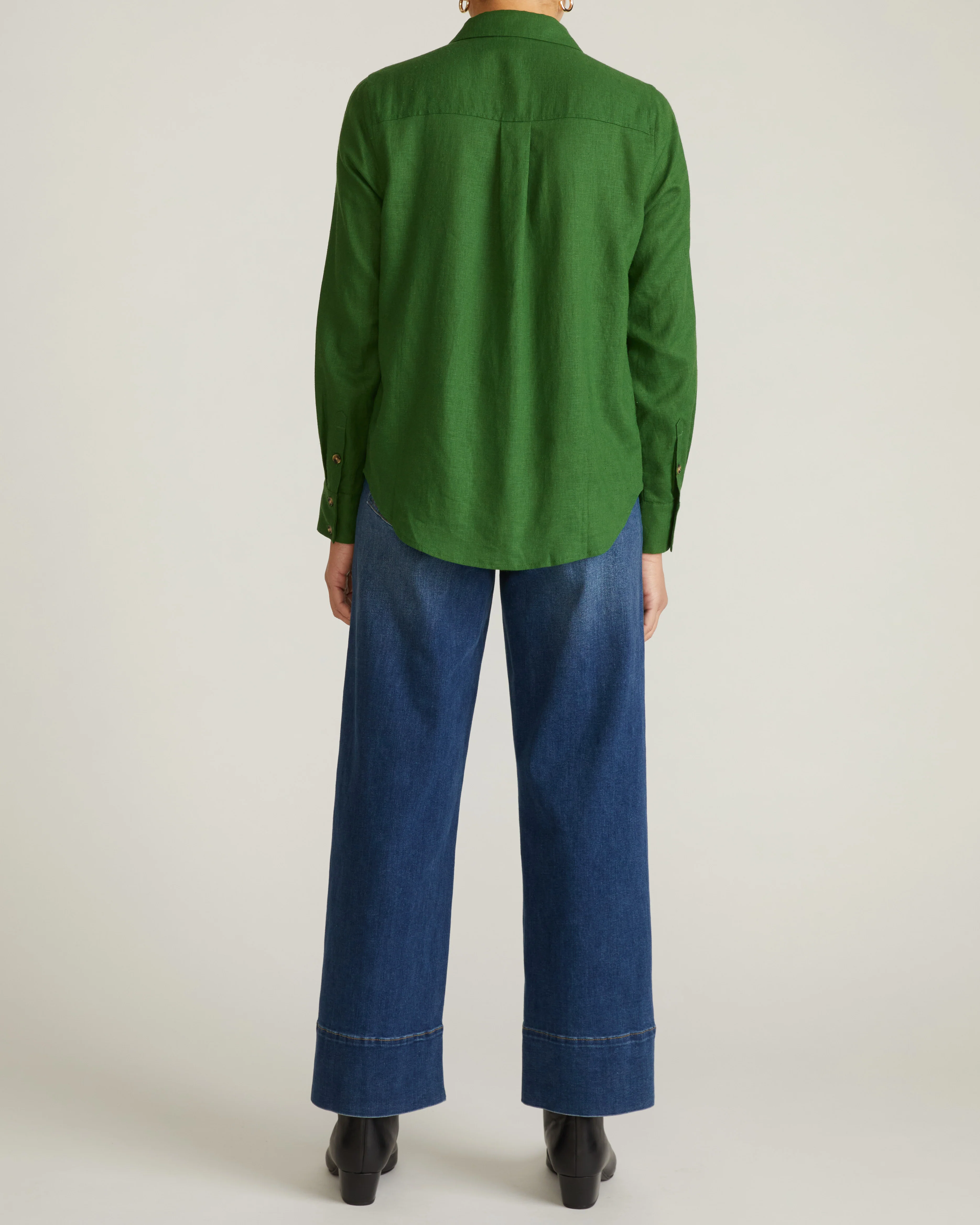 Elbe Stretch Linen Shirt - Green Park - Image 4