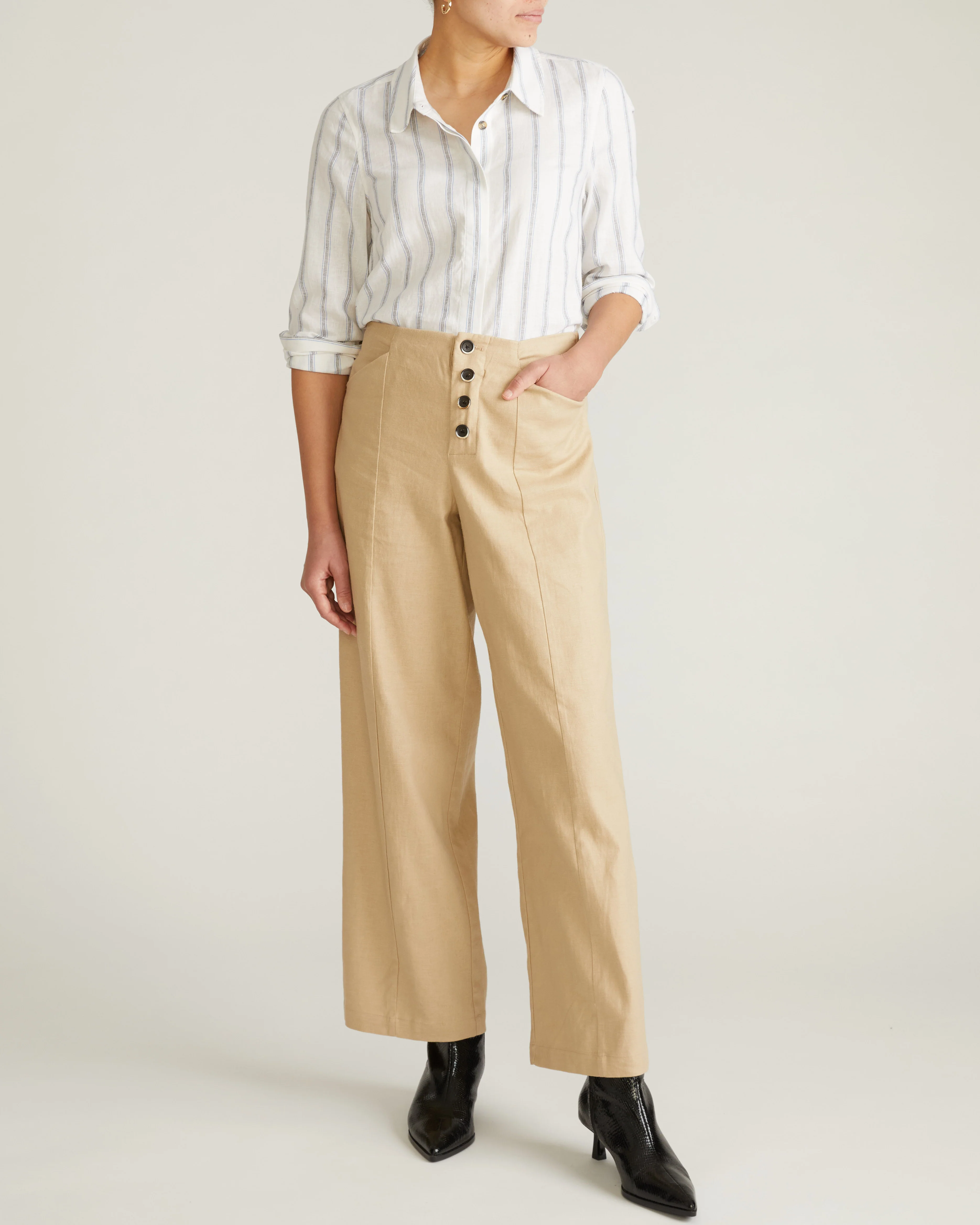 Elbe Stretch Linen Shirt - Mayfair Stripe - Image 3