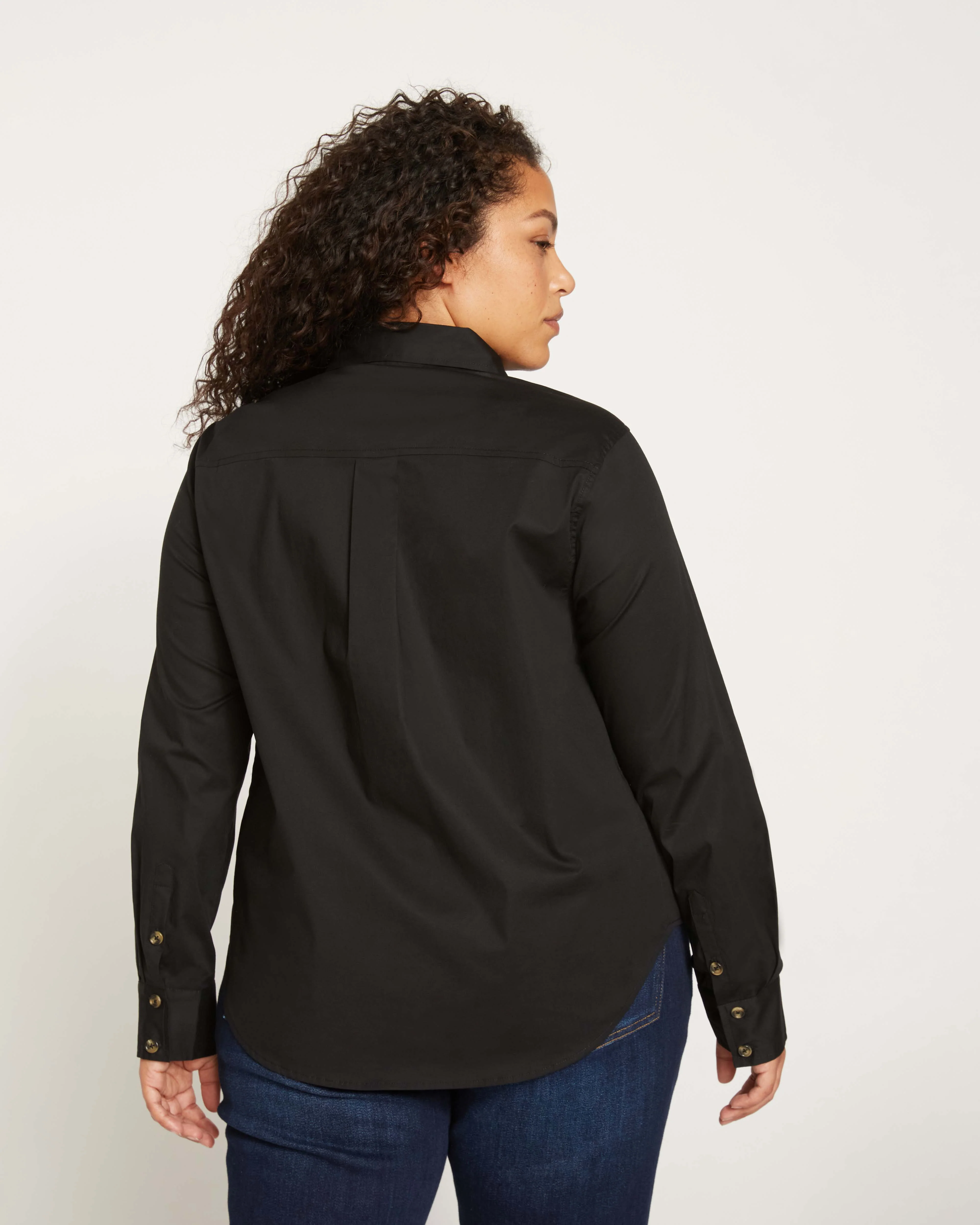 Elbe Stretch Poplin Shirt Classic Fit - Black - Image 6