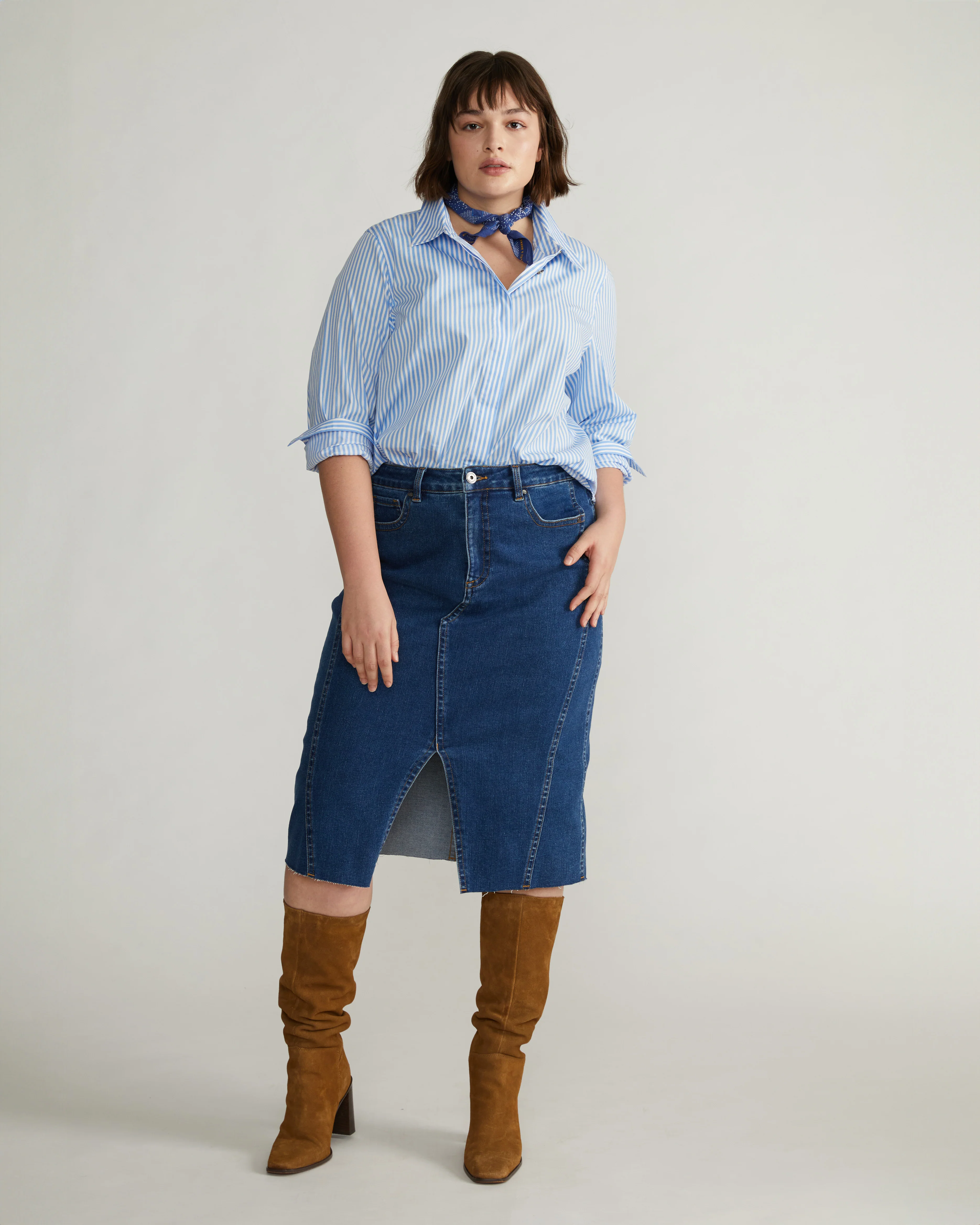 Elbe Stretch Poplin Shirt Classic Fit - Blue/White Stripe - Image 2