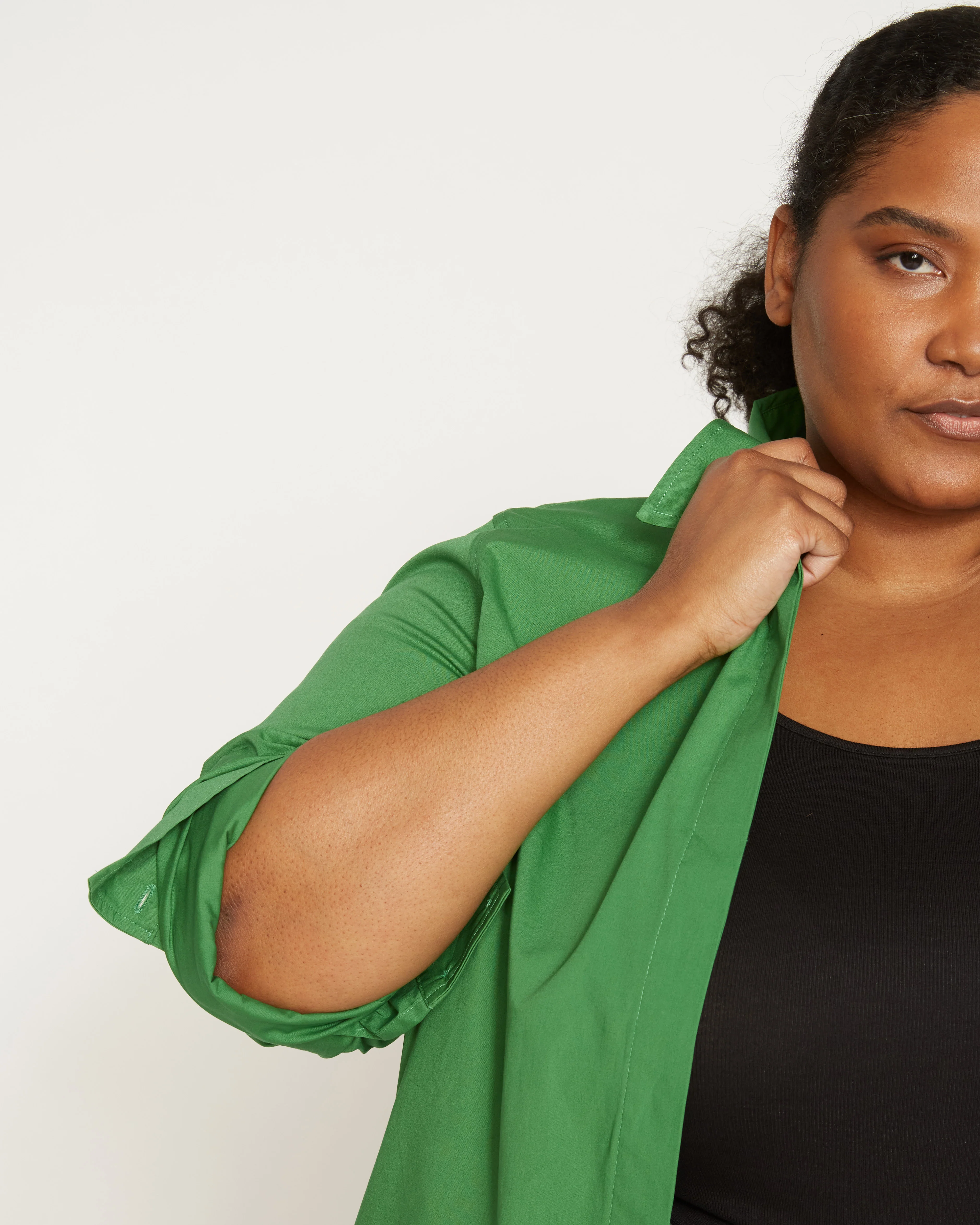 Elbe Stretch Poplin Shirt Classic Fit - Kelly Green - Image 2