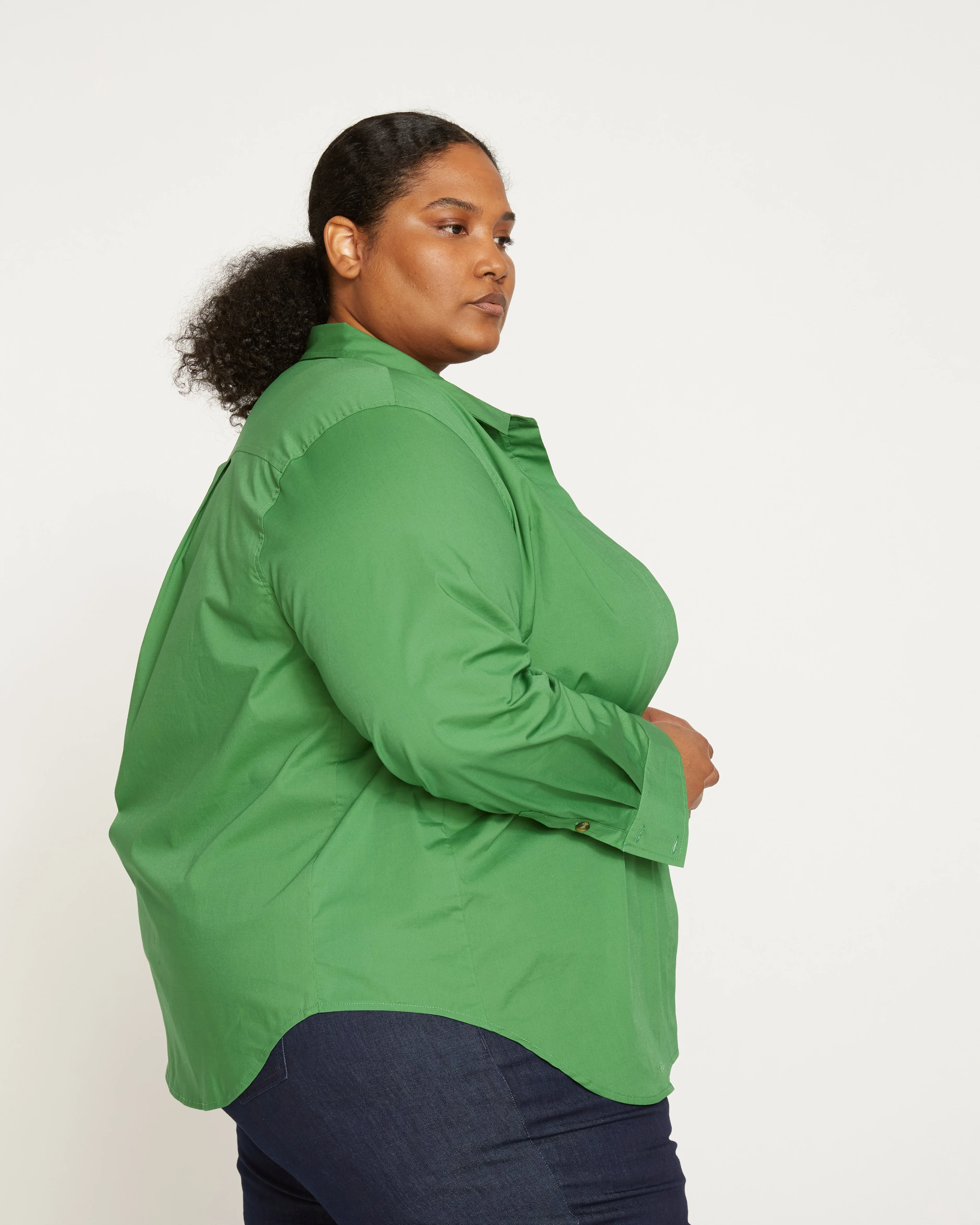 Elbe Stretch Poplin Shirt Classic Fit - Kelly Green - Image 3