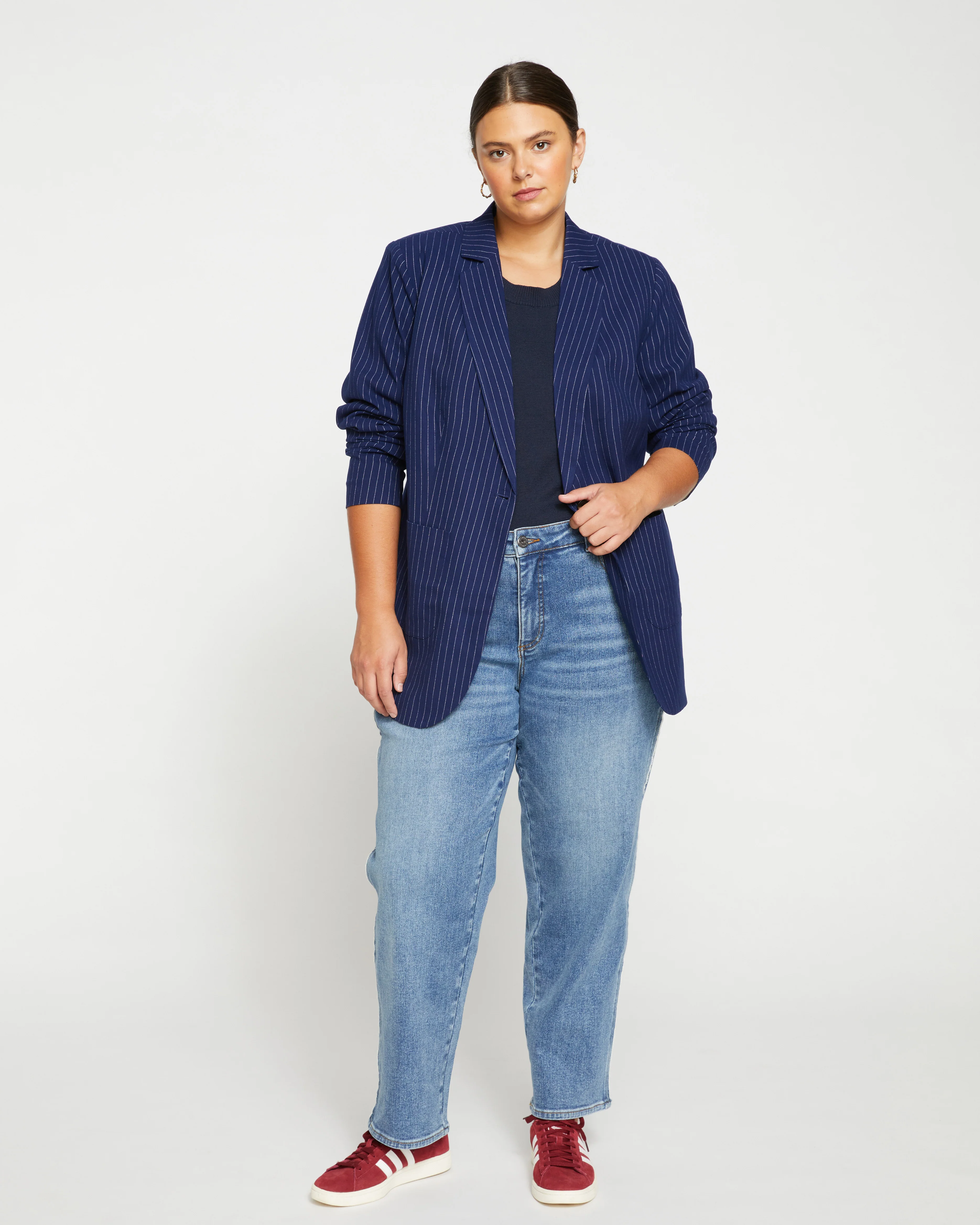 Elliot Mid Rise Tuxedo Stripe Jeans - Montana Blue - Image 3