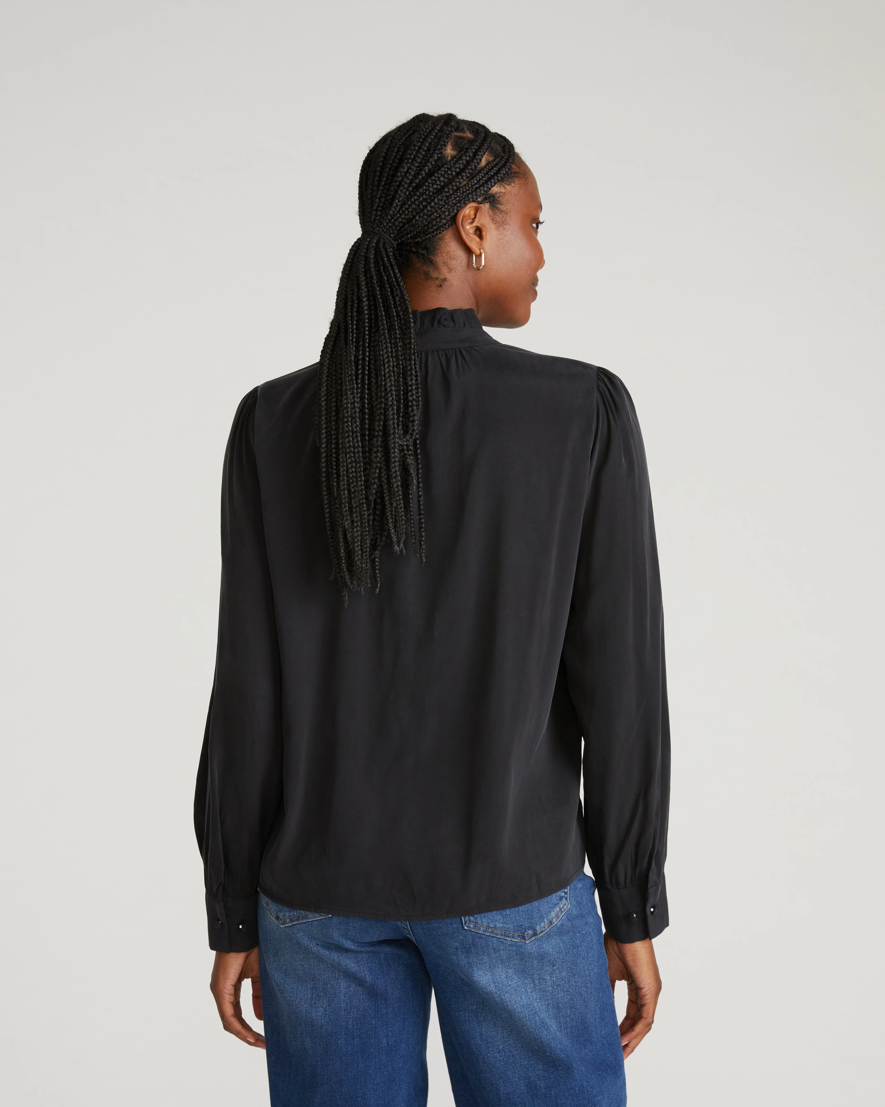 Endora Stretch Cupro Blouse - Black - Image 3