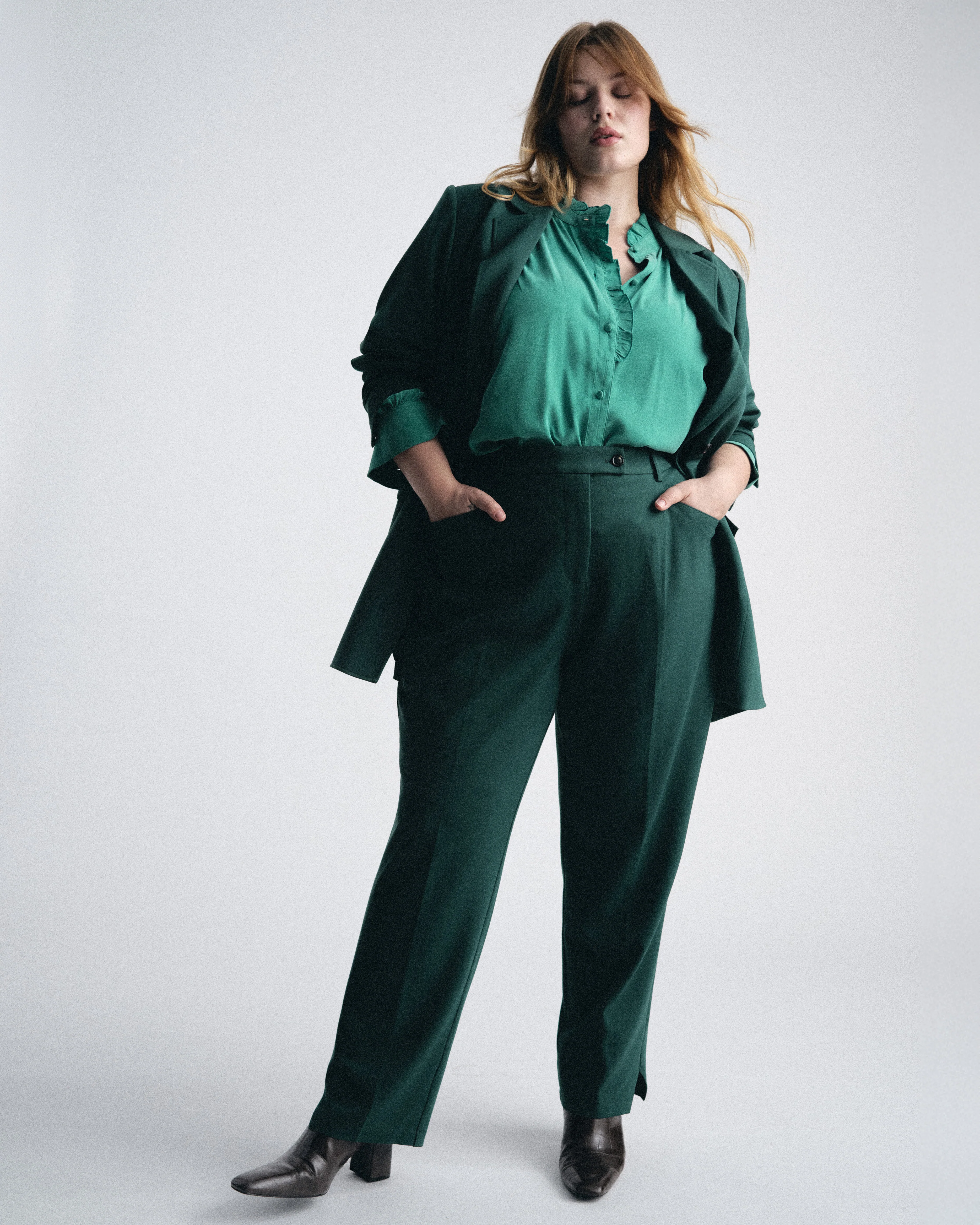 Endora Stretch Cupro Blouse - Green Tourmaline - Image 2
