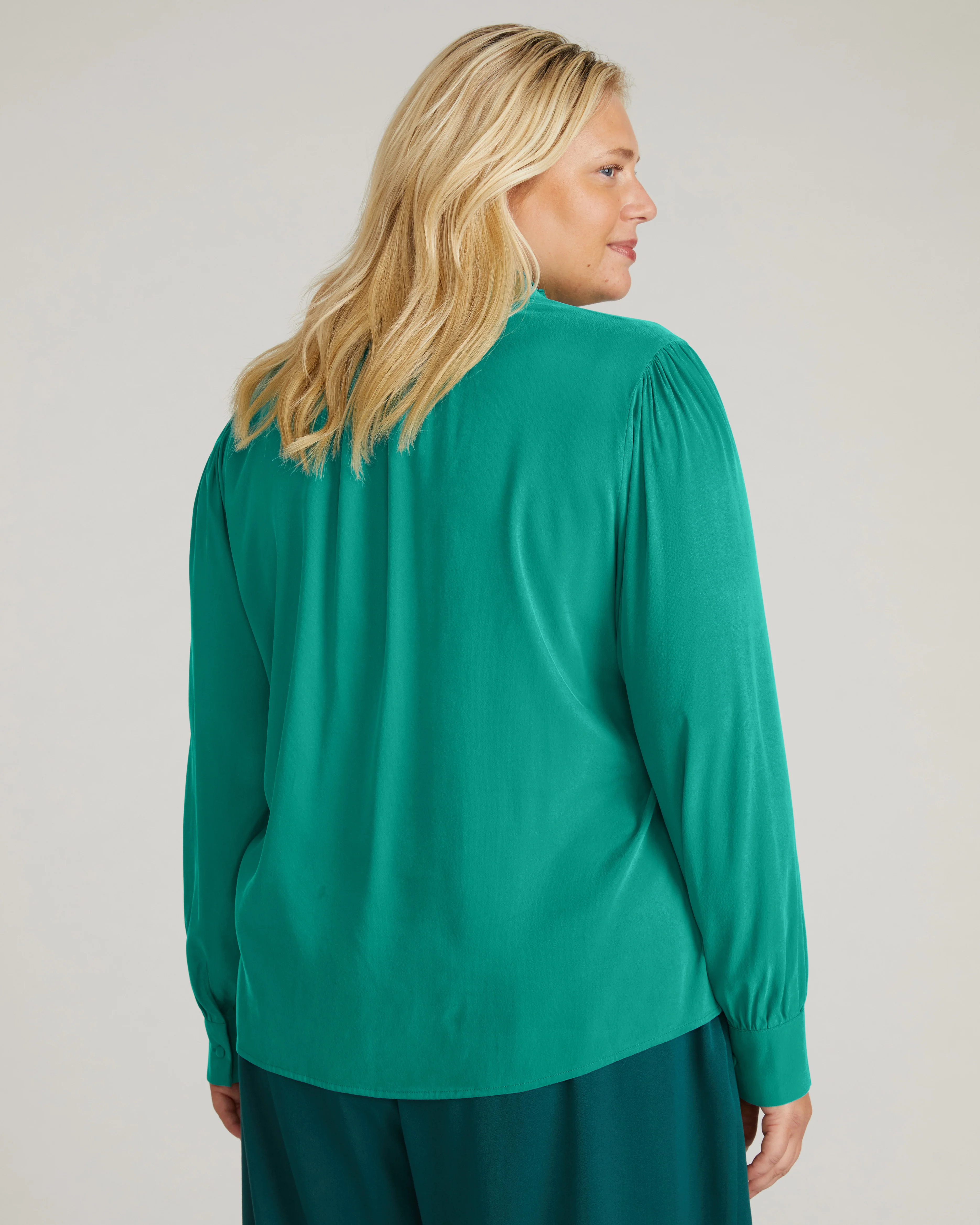 Endora Stretch Cupro Blouse - Green Tourmaline - Image 6