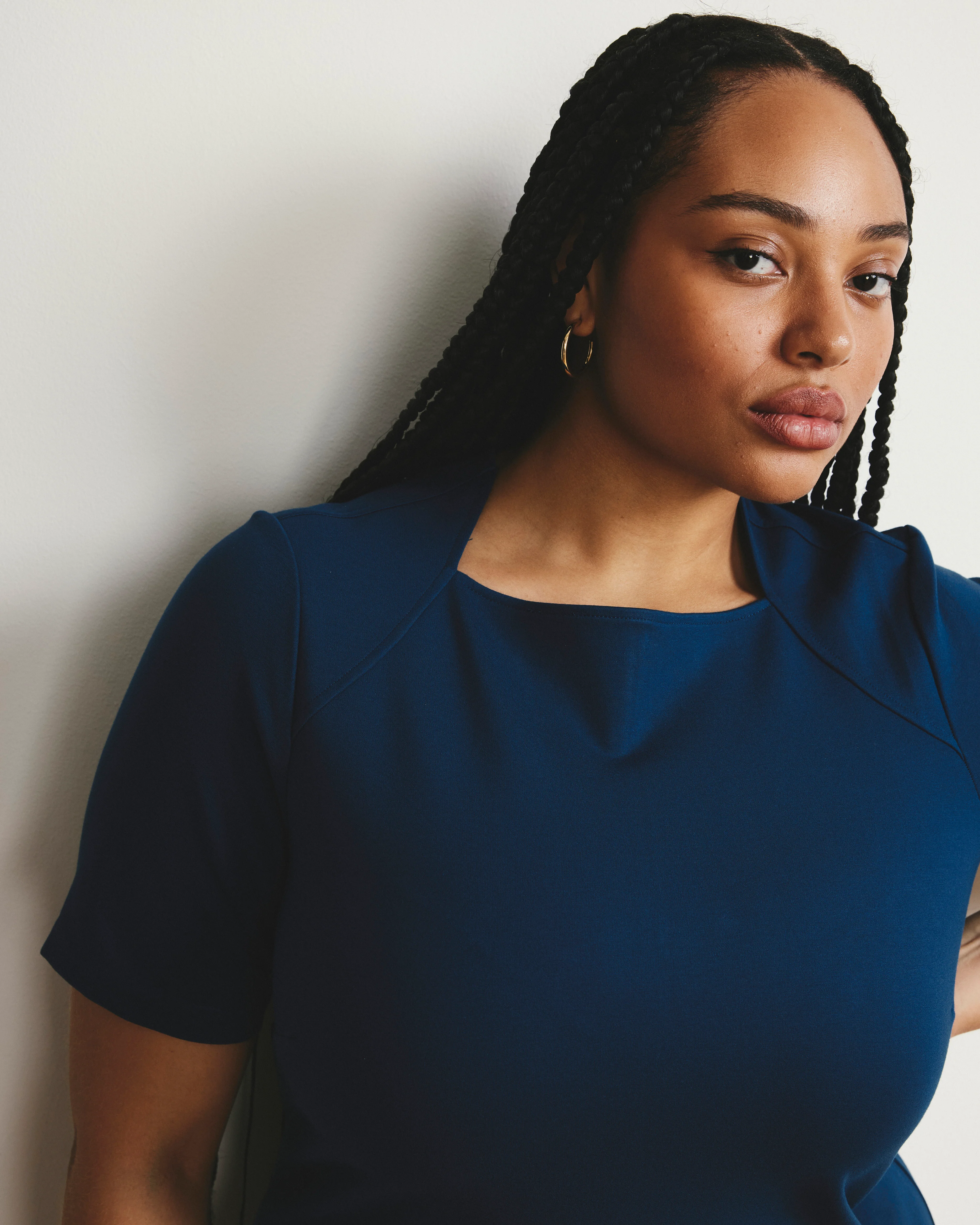 Envelope Neck Ponte Dress - Deep Teal - Image 3