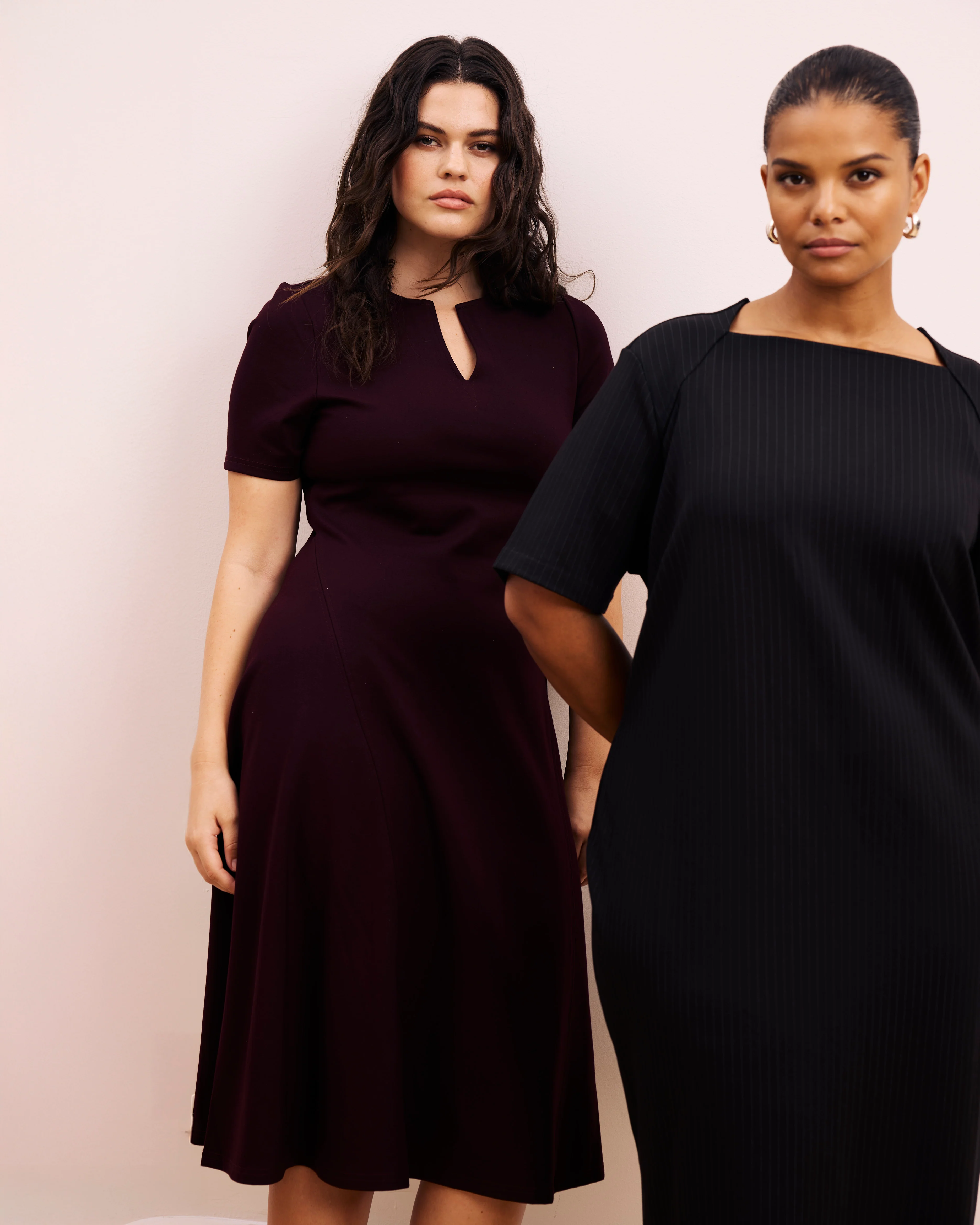 Envelope Neck Ponte Dress - Slate Pinstripe - Image 4
