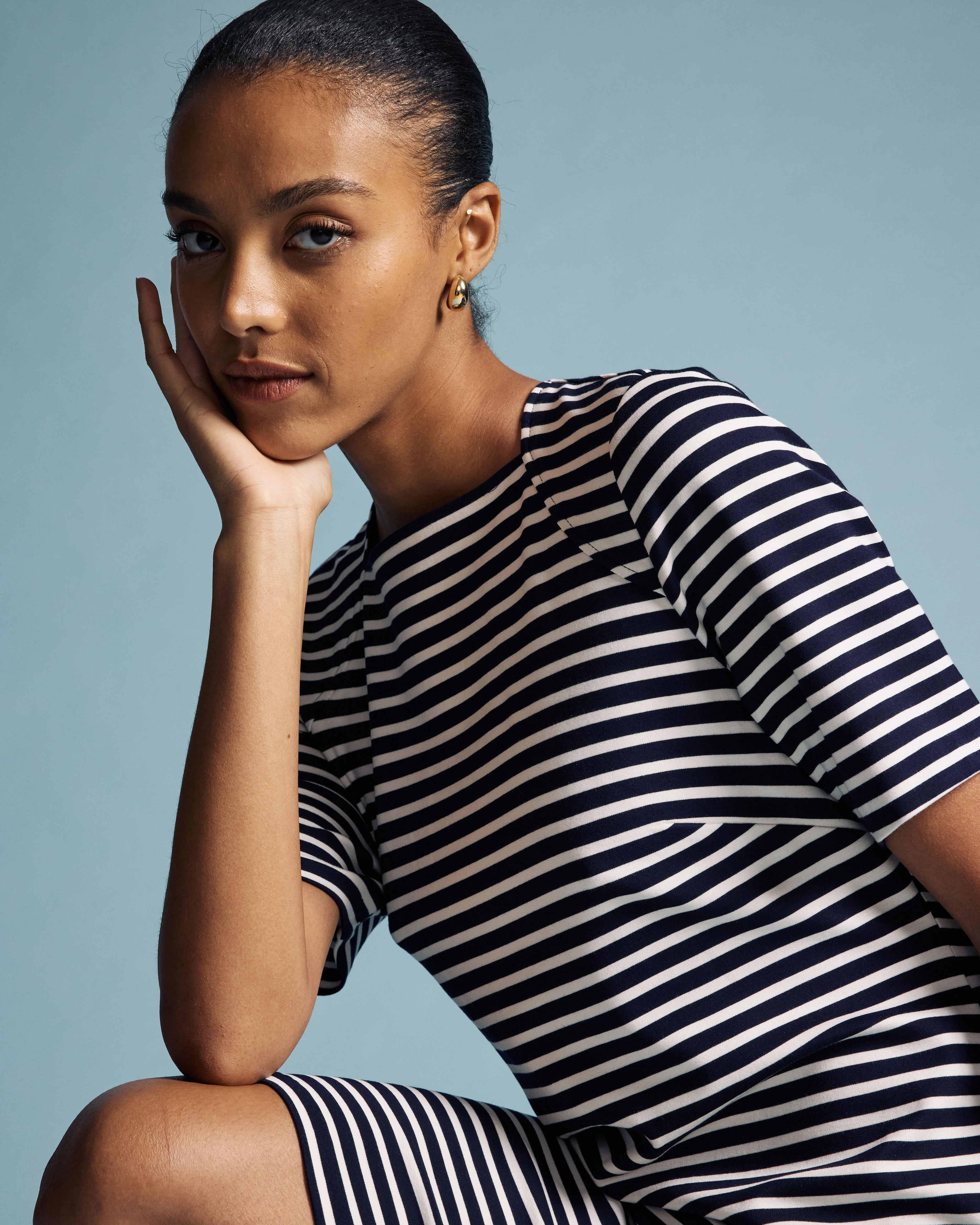 Envelope Neck Ponte Dress - St. James Stripe - Image 2